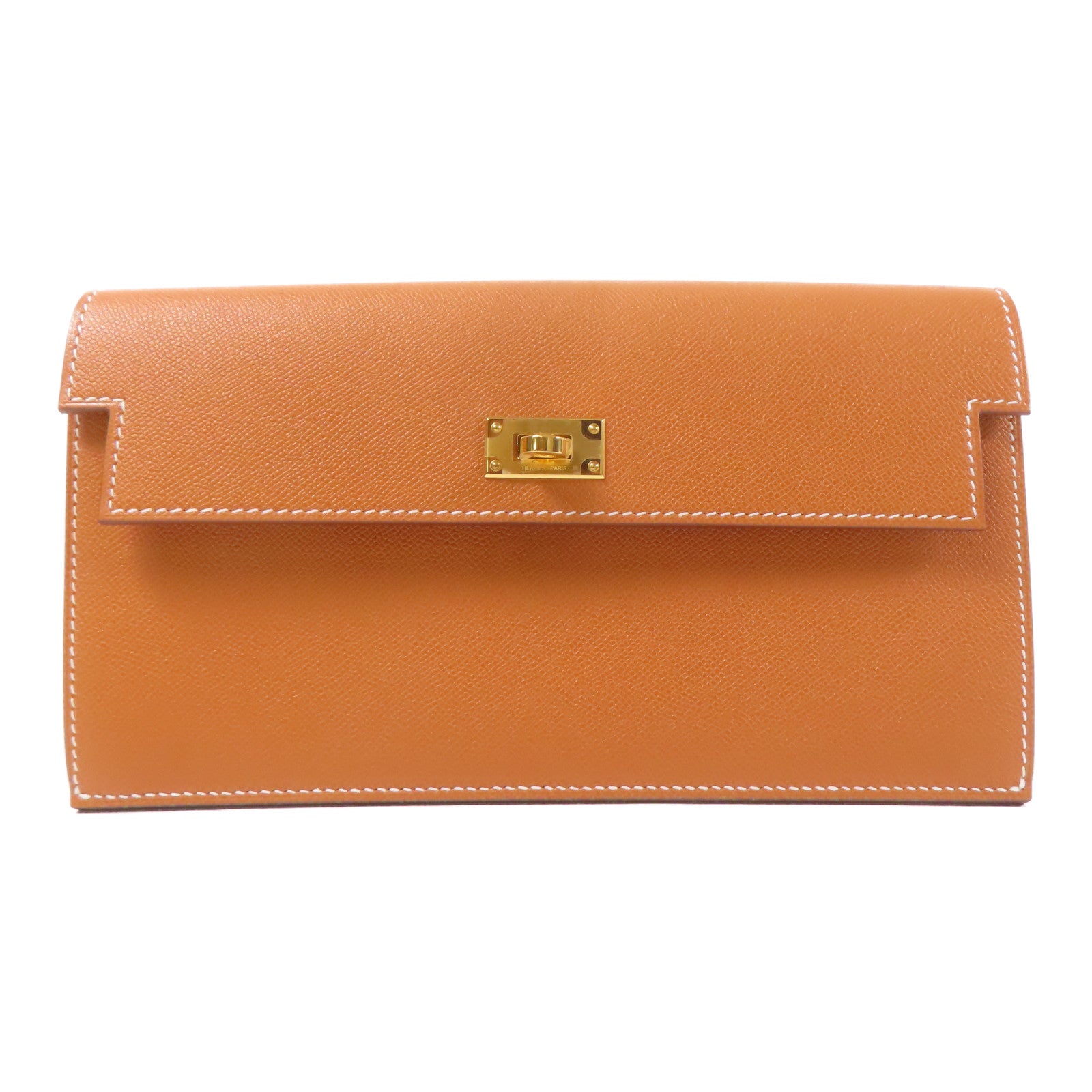HERMES Epsom皮革Kelly金扣長錢包Gold