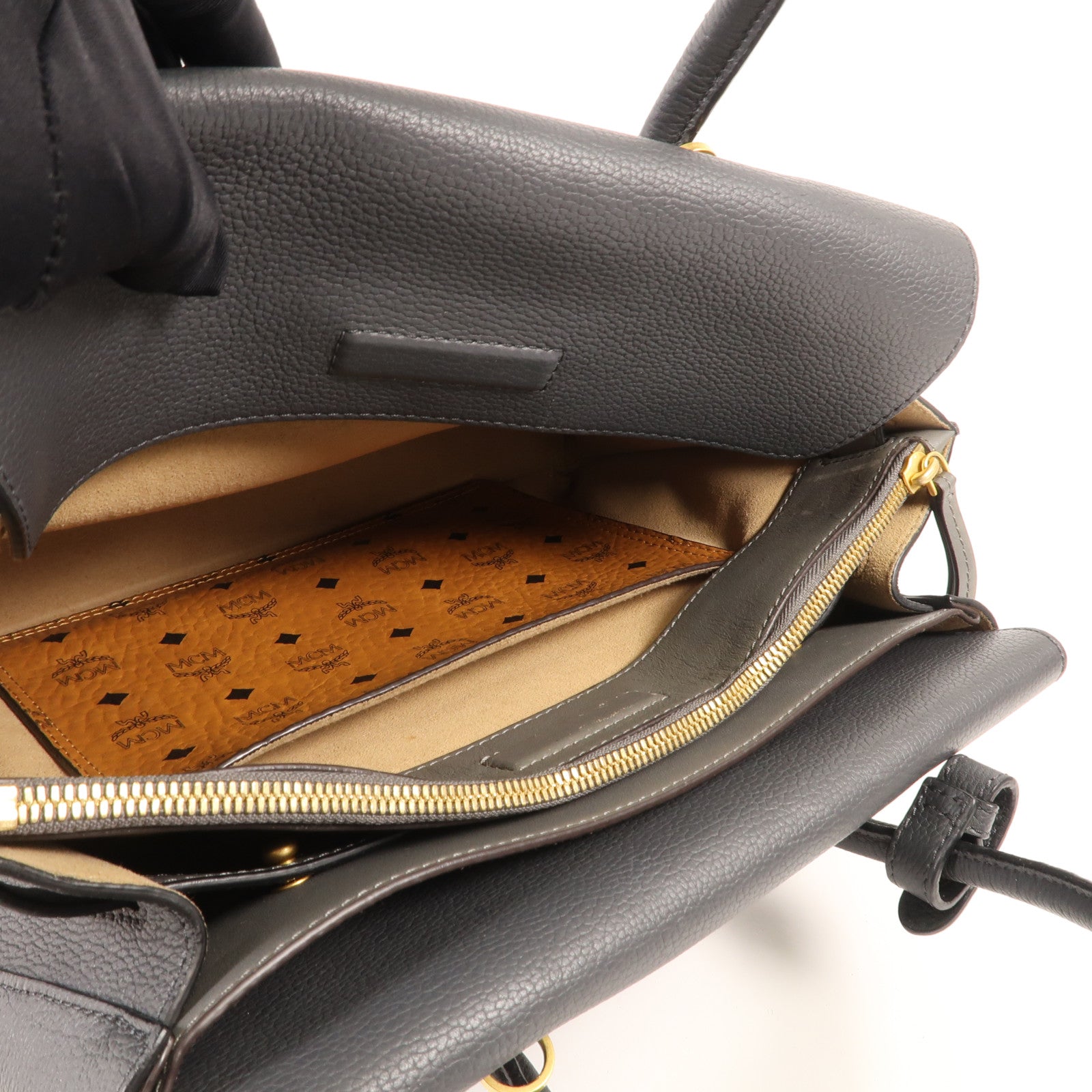 MCM 牛皮皮革Shoulder Bag金扣手挽肩背兩用袋