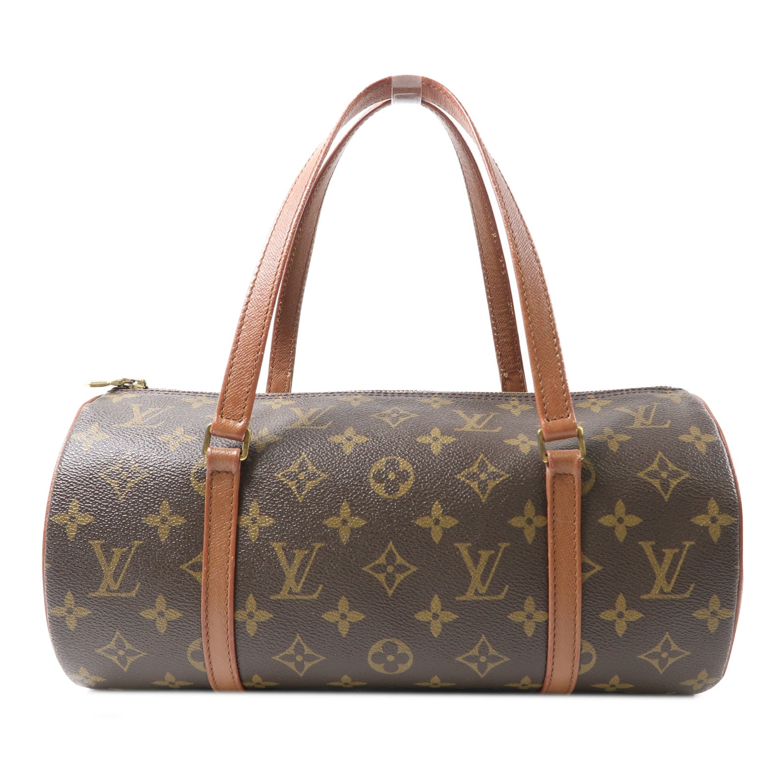 LOUIS VUITTON Monogram Papillon金扣手挽袋棕色