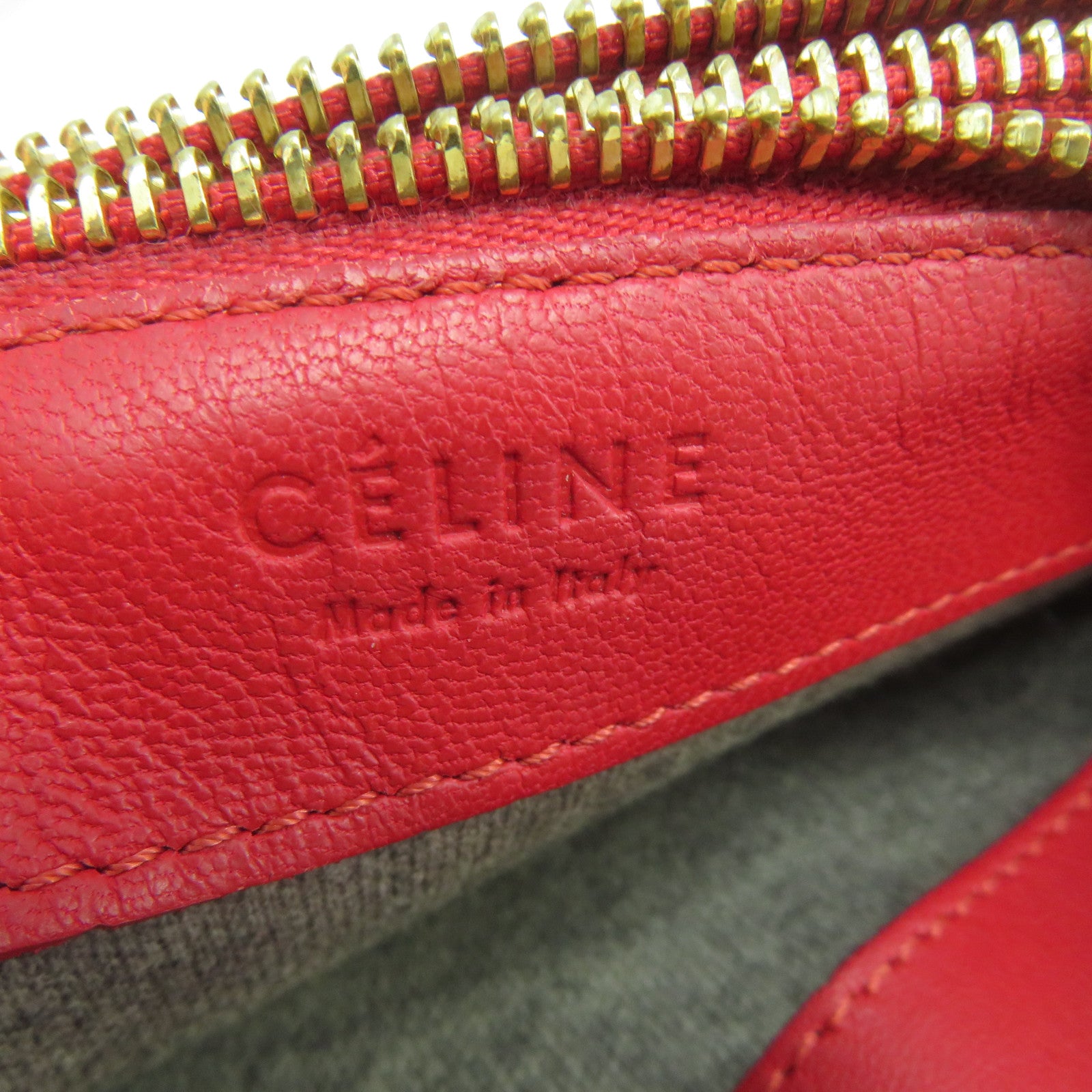 CELINE 羊皮皮革Trio Shoulder Bag金扣肩背袋紅色