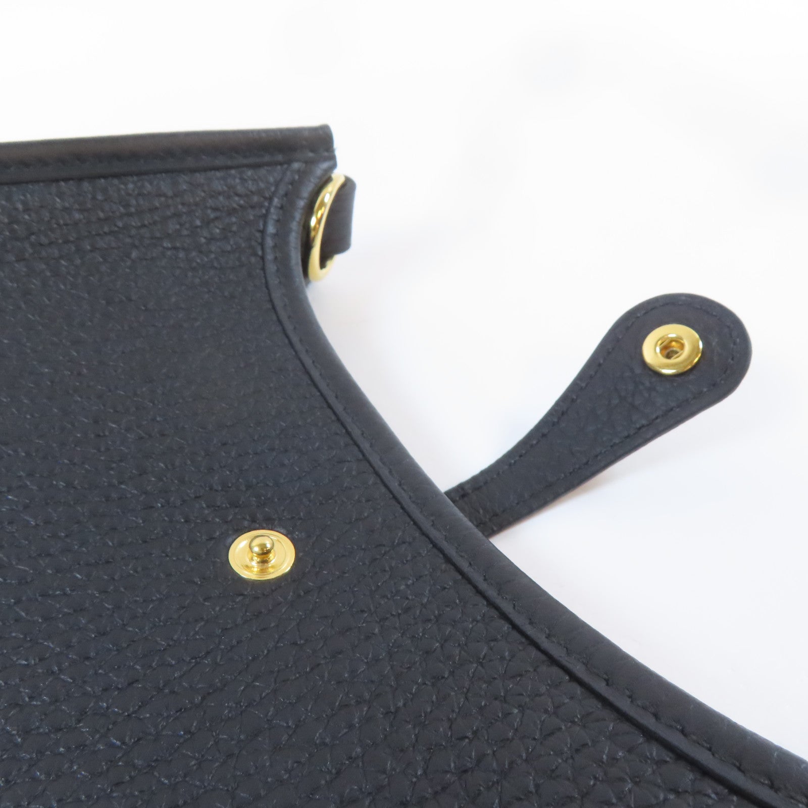 HERMES Clemence皮革Evelyne TPM金扣肩背袋Noir/黑色