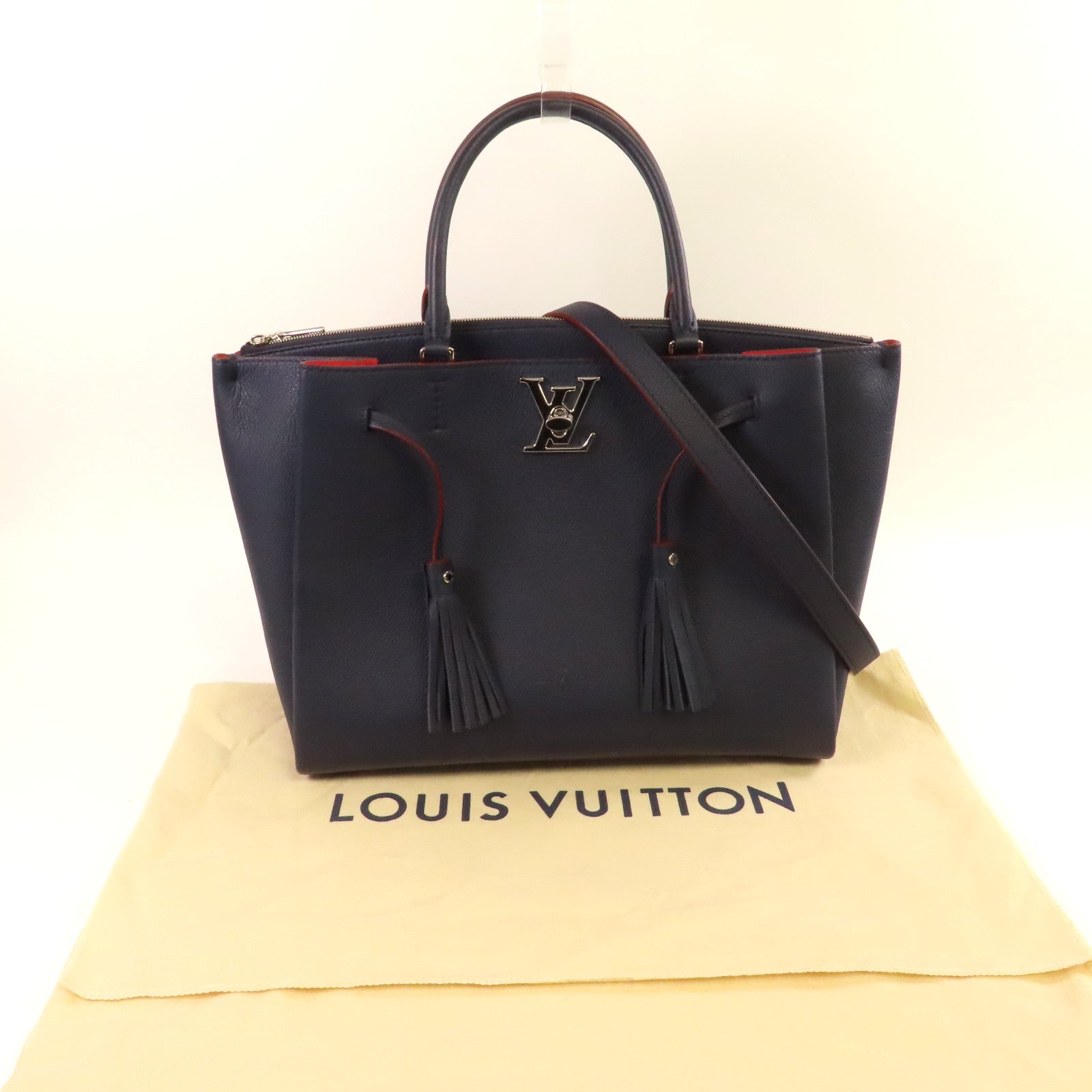 LOUIS VUITTON 【激減優惠】牛皮皮革Lockme銀扣手挽肩背兩用袋手挽肩背兩用袋/紅色