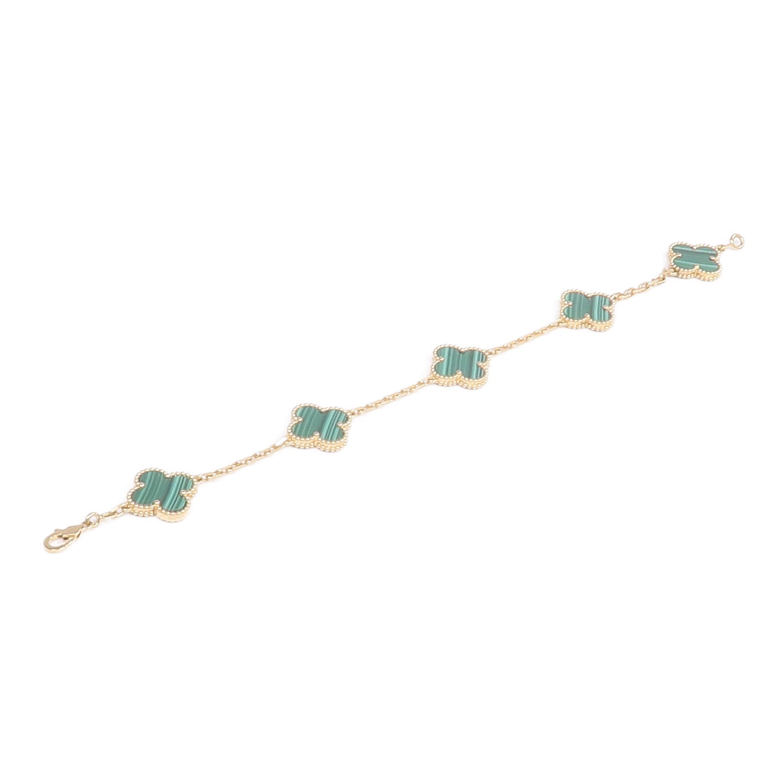 Van Cleef & Arpels 18K黃金Vintage Alhambra Bracelet孔雀石手鏈