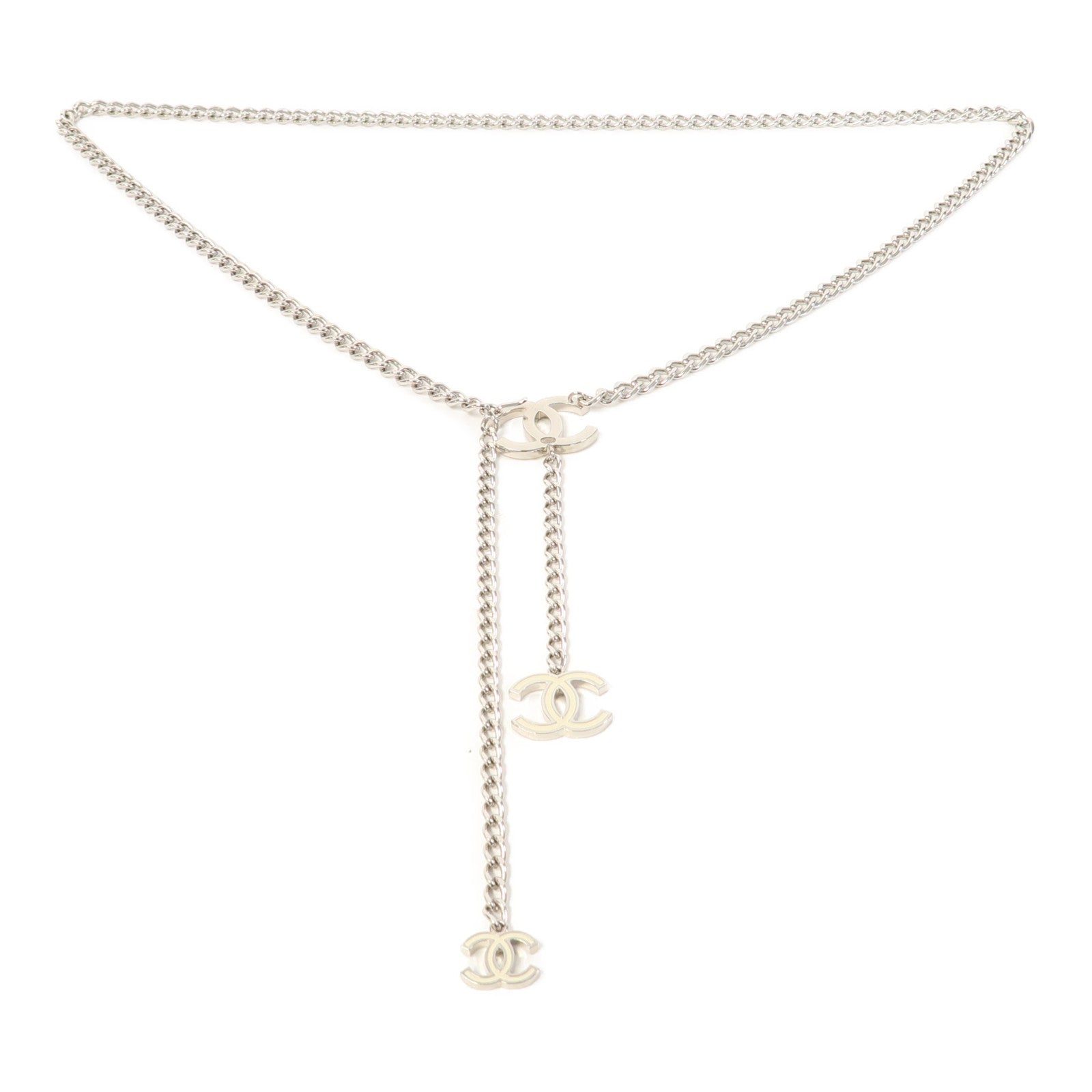 CHANEL 金屬Belt皮帶銀色