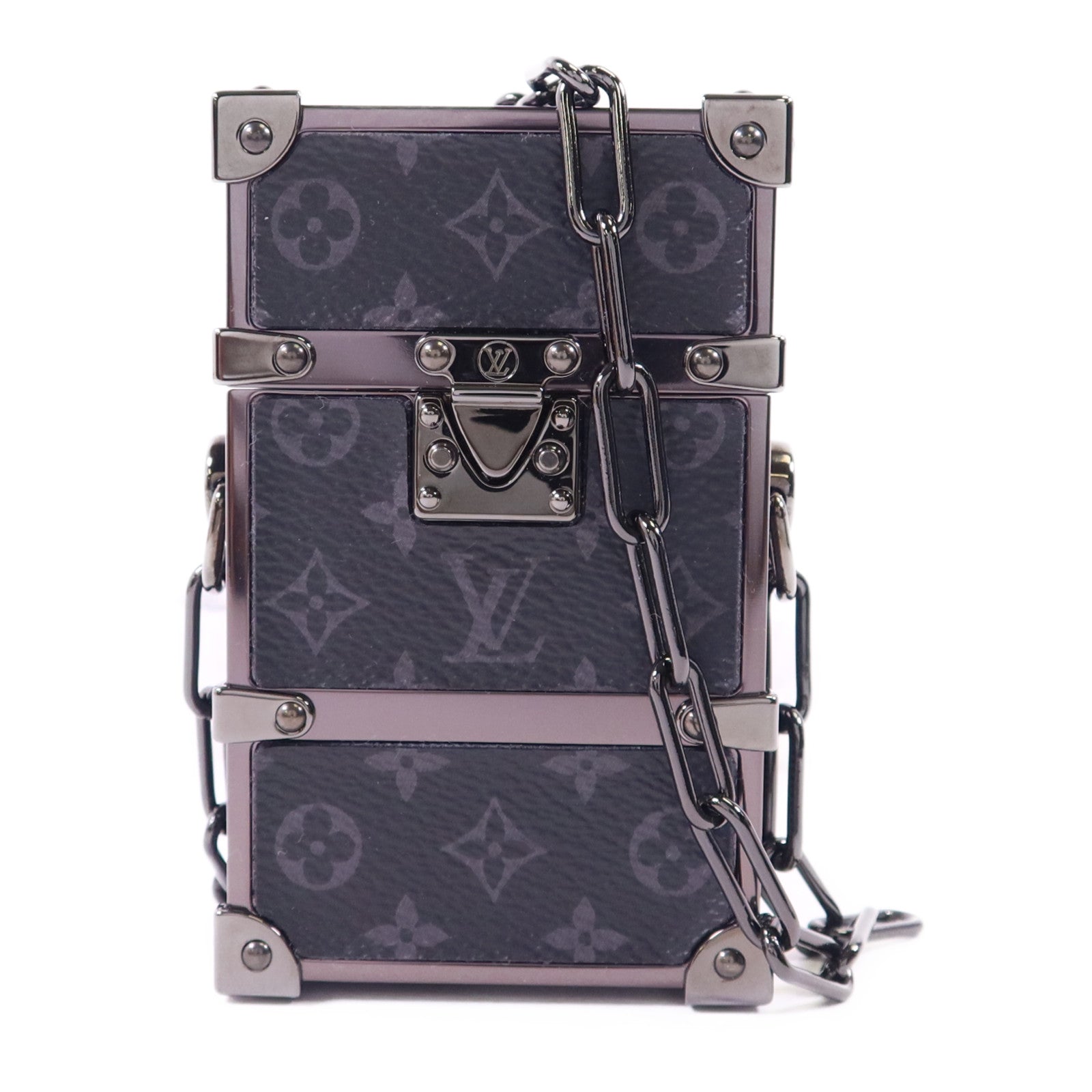 LOUIS VUITTON Monogram Eclipse Trunk Box Chain Shoulder鏈帶肩背袋