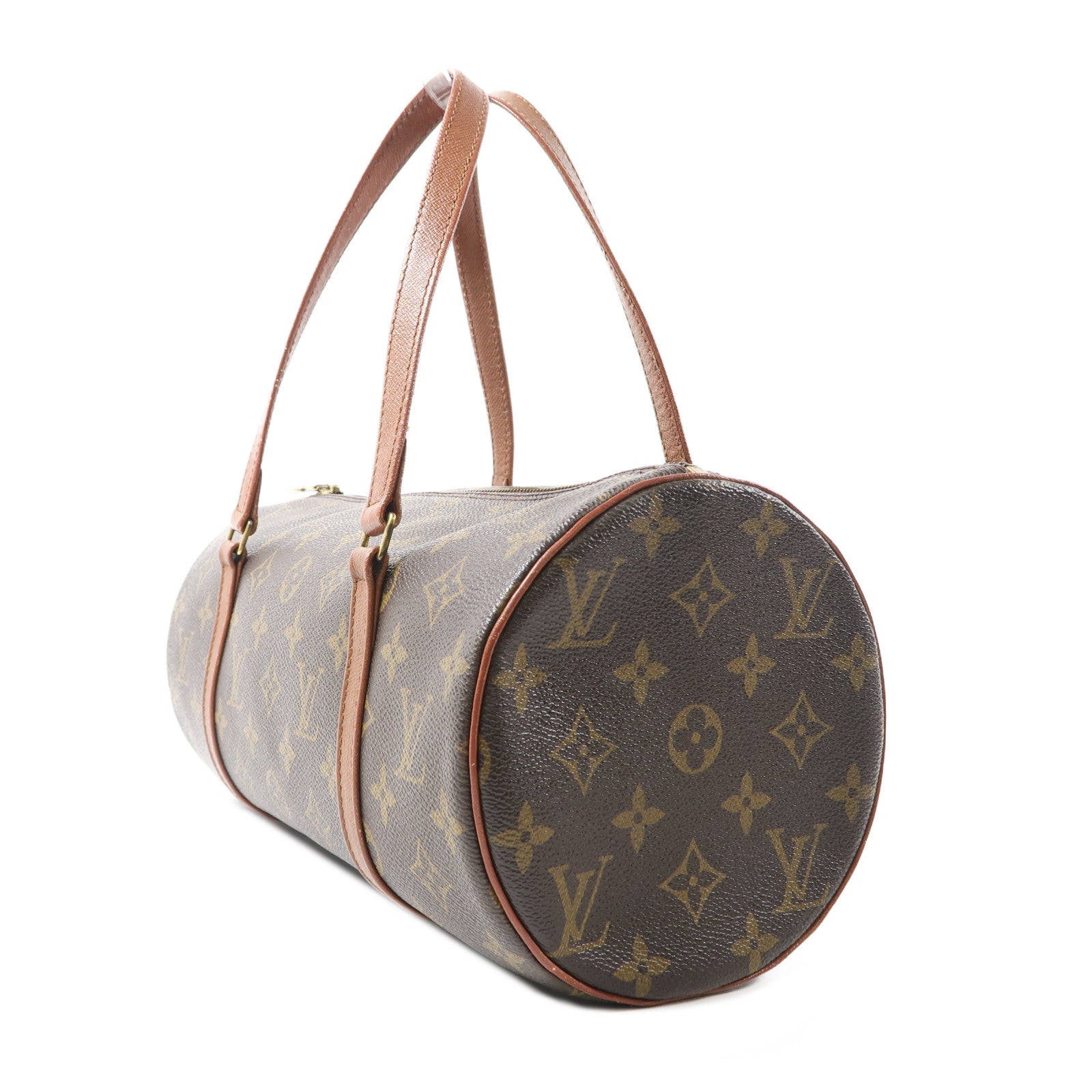 LOUIS VUITTON Monogram Papillon金扣手挽袋棕色