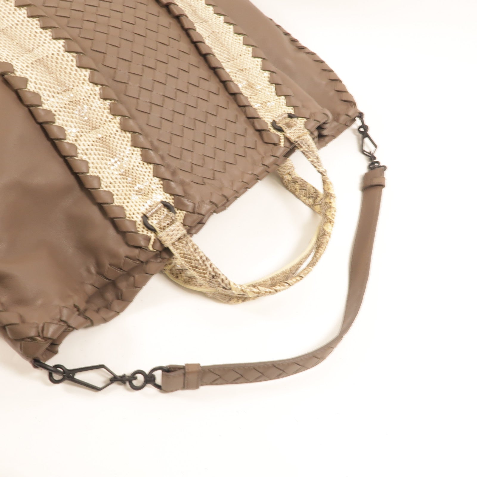 BOTTEGA VENETA 羊皮皮革/蛇皮皮革Tote Bag手挽肩背兩用袋