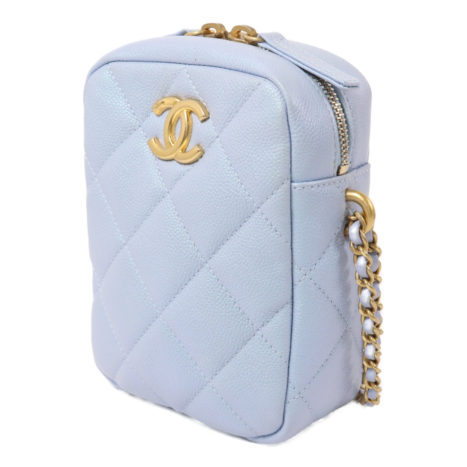 CHANEL 牛皮皮革Mini Camera Bag鏈帶肩背袋
