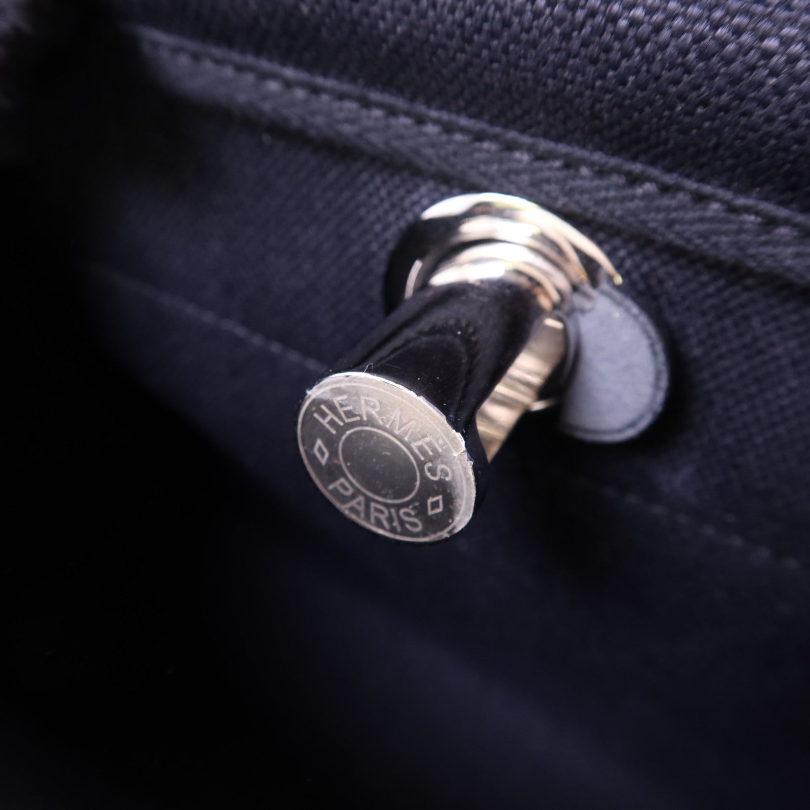 HERMES 帆布Mini Herbag銀扣肩背袋Noir