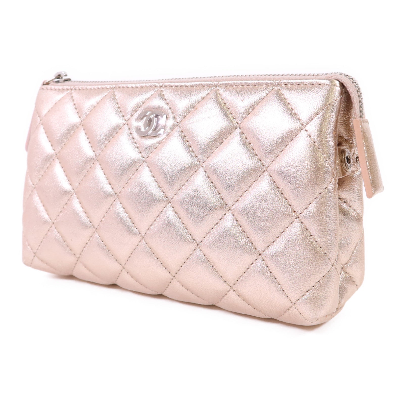 CHANEL 羊皮皮革Pouch銀扣手拿包