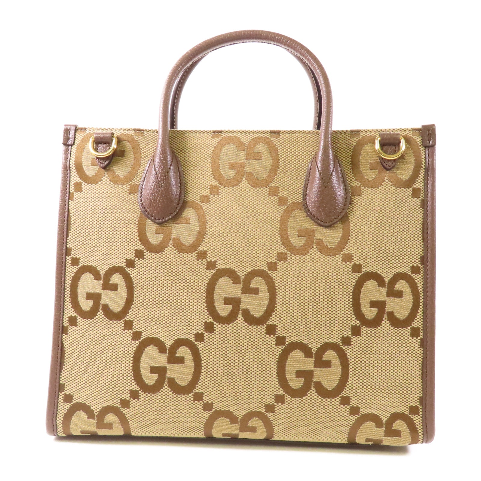 GUCCI GHW Jumbo GG Tote Bag 2way Shoulder Bag 703974 Canvas Brown