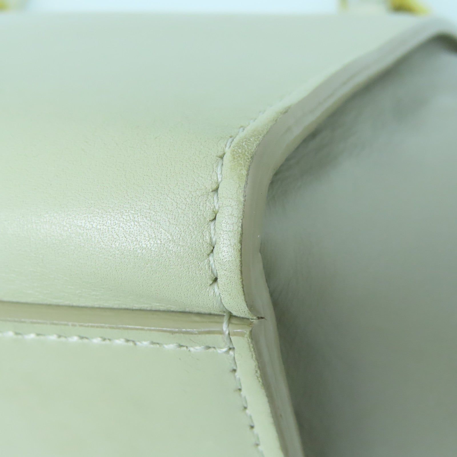 CELINE Cowhide Leather Trapeze Gold Buckle Handle Shoulder Bag White/Gray