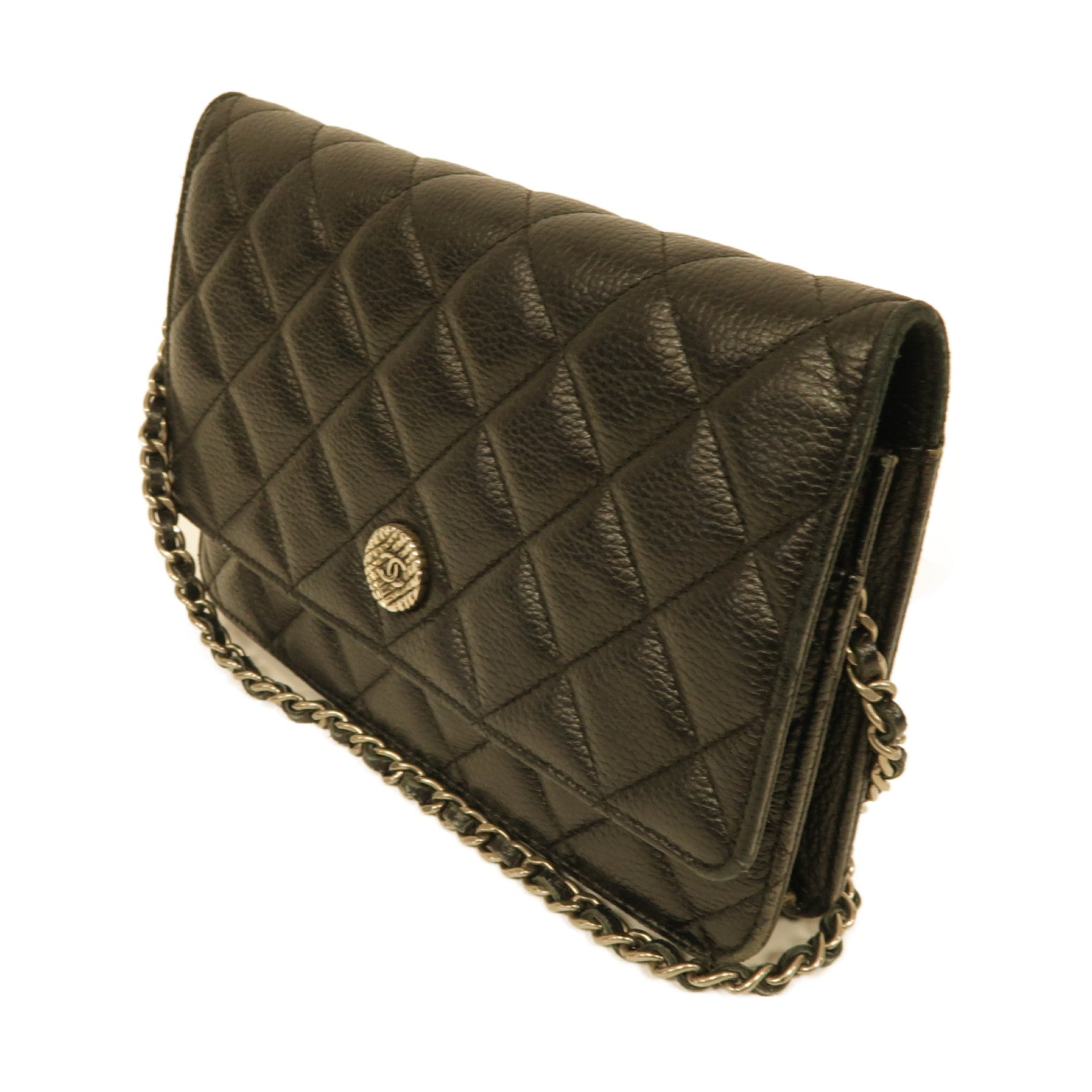 CHANEL 【激減優惠】菱格Caviar皮革WOC Shoulder Bag銀扣鏈帶肩背袋黒色