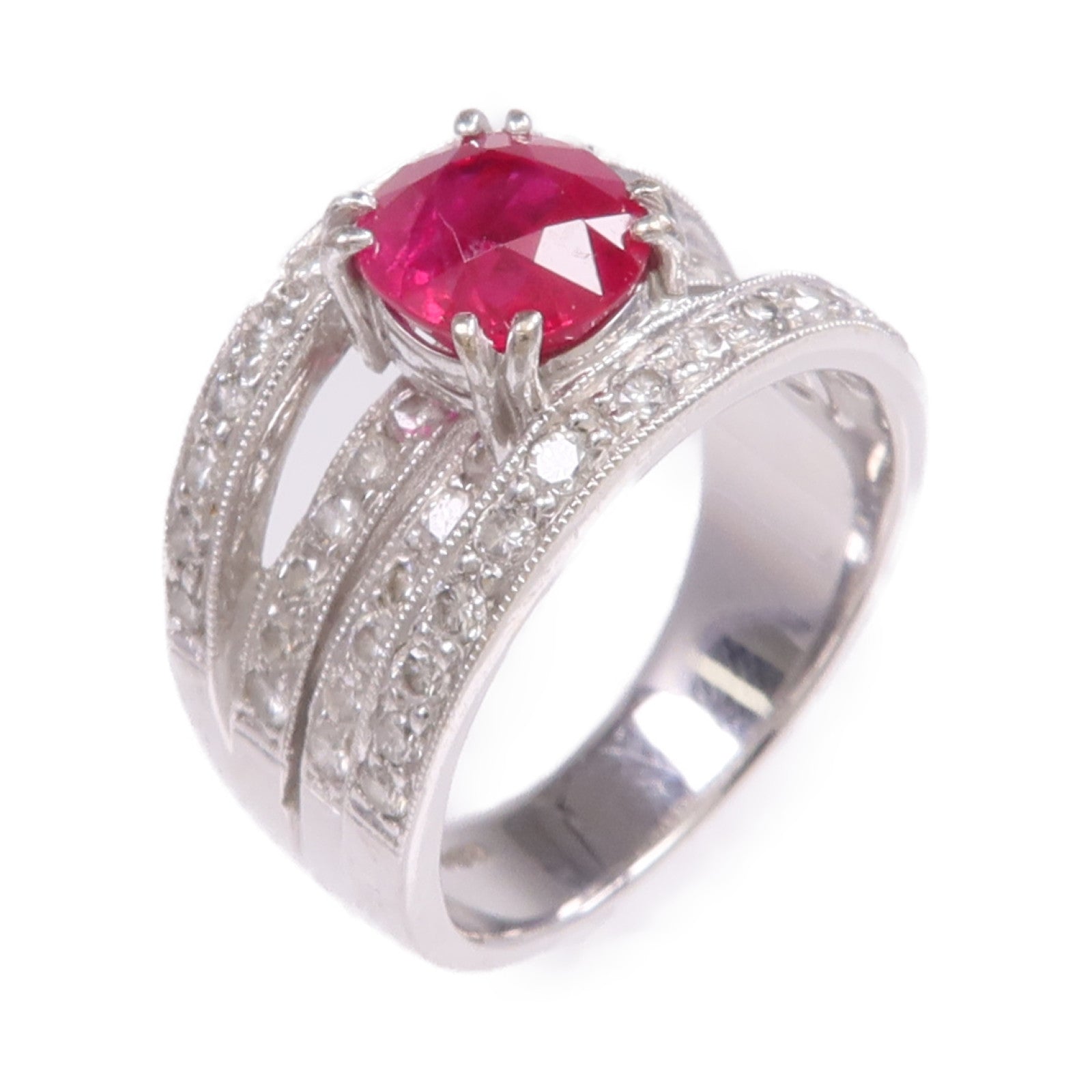 JEWELRY 18K白金Crystal Diamond Ring水晶/鑽石戒指US#4.75