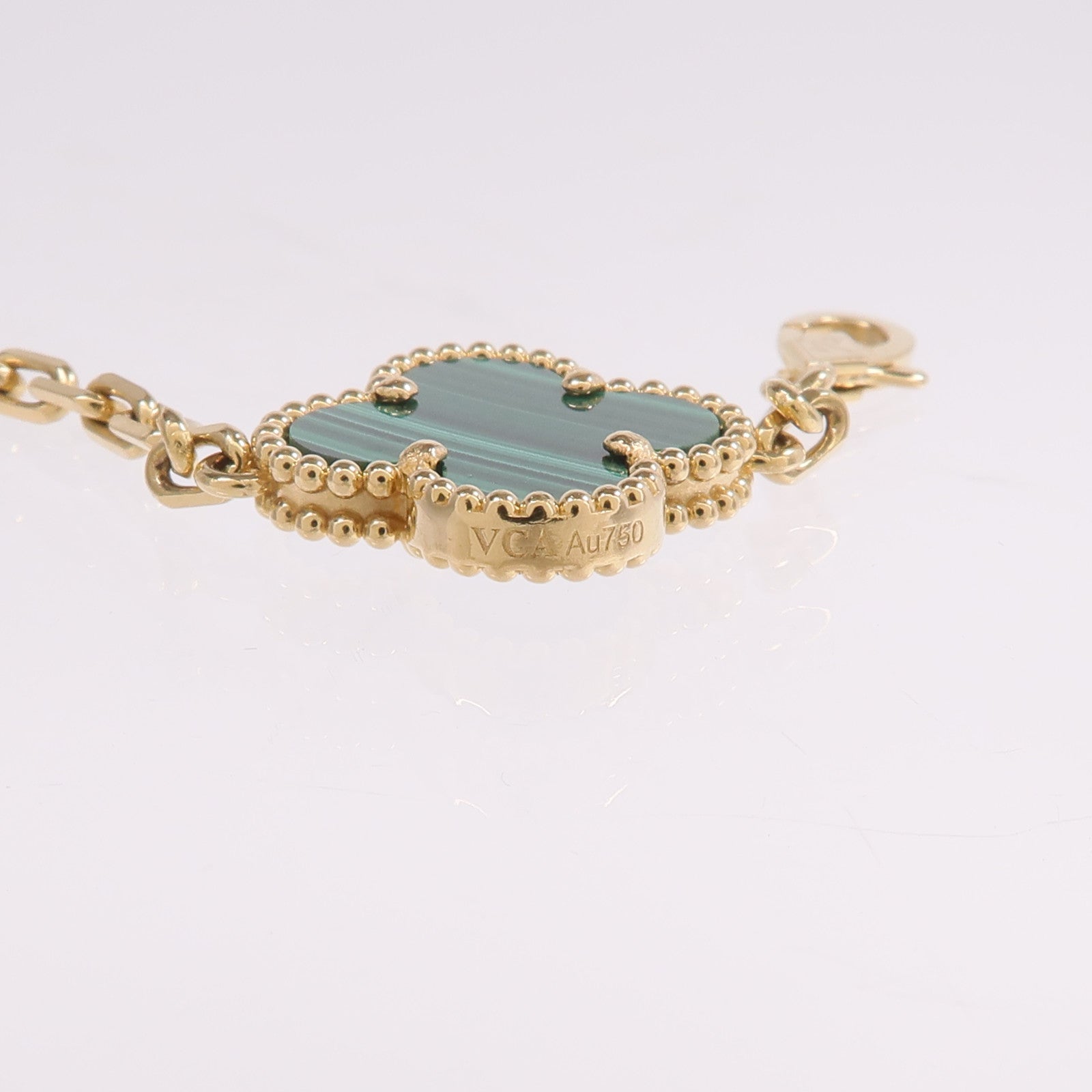 Van Cleef & Arpels 18K黃金Vintage Alhambra Bracelet孔雀石手鏈