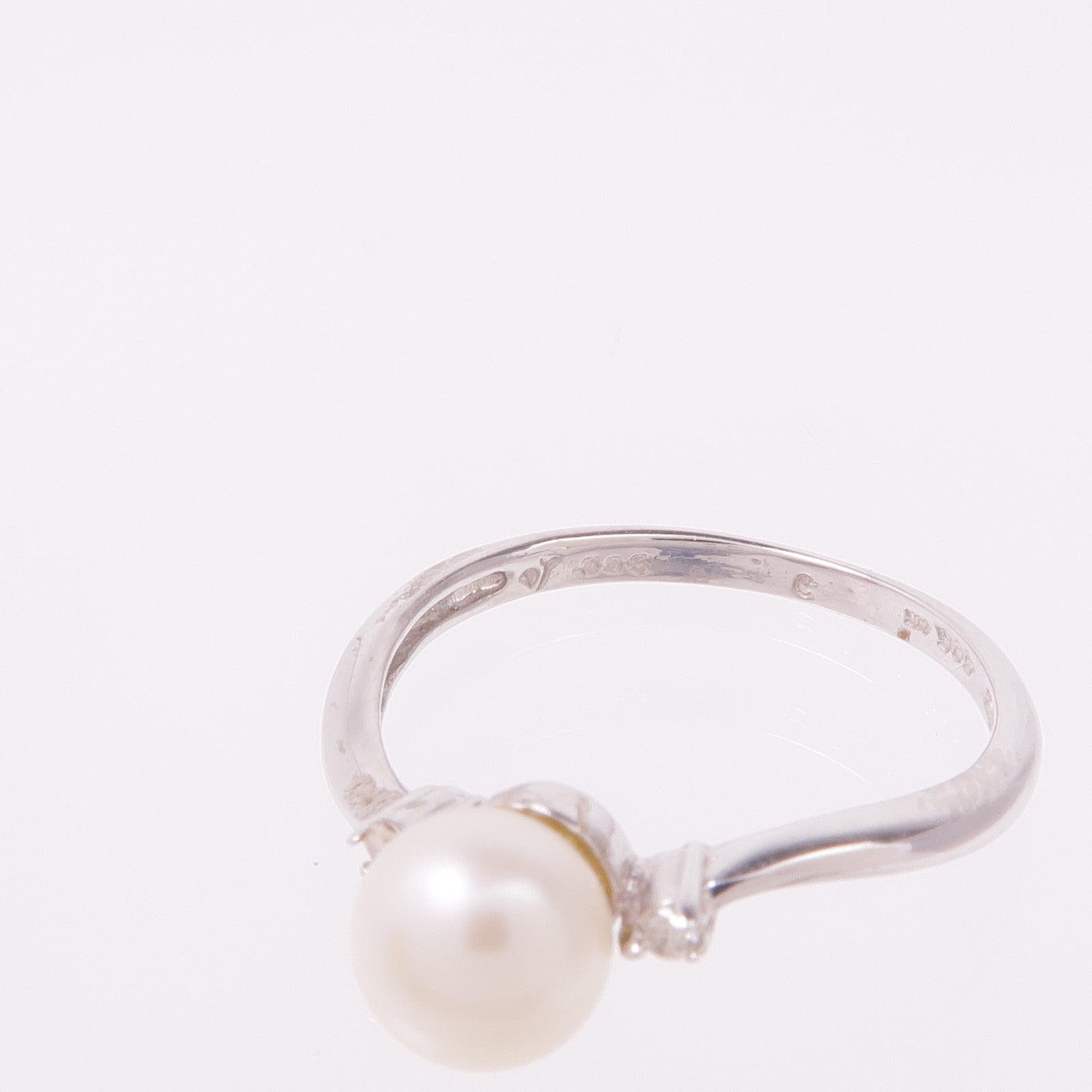 JEWELRY 14K白金Pearl Diamond Ring珍珠/鑽石戒指US#6.25