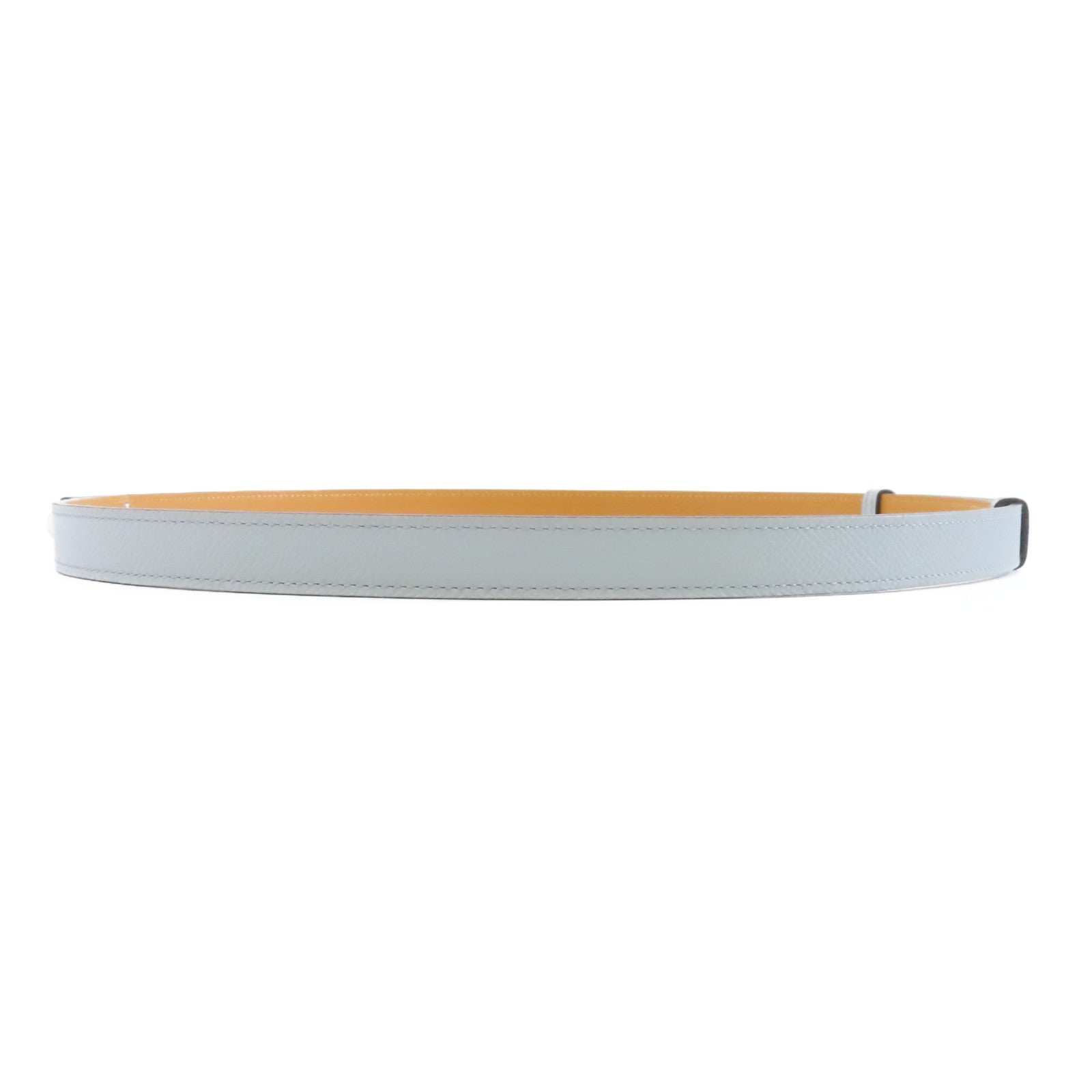 HERMES Epsom皮革Kelly Belt銀扣皮帶8U Bleu Glacier冰河藍