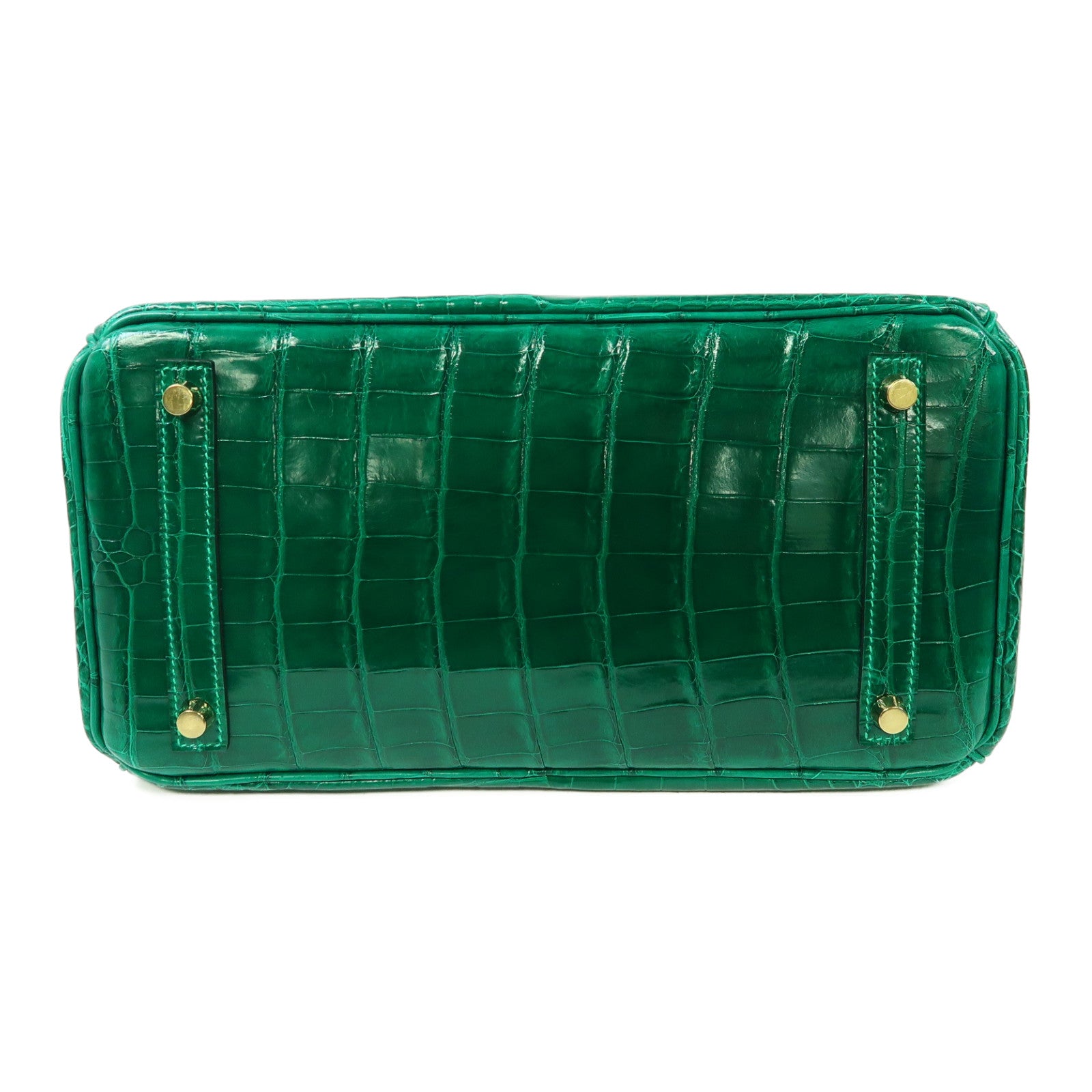 HERMES Croco Niloticus皮革Birkin 30金扣手挽袋翡翠綠色