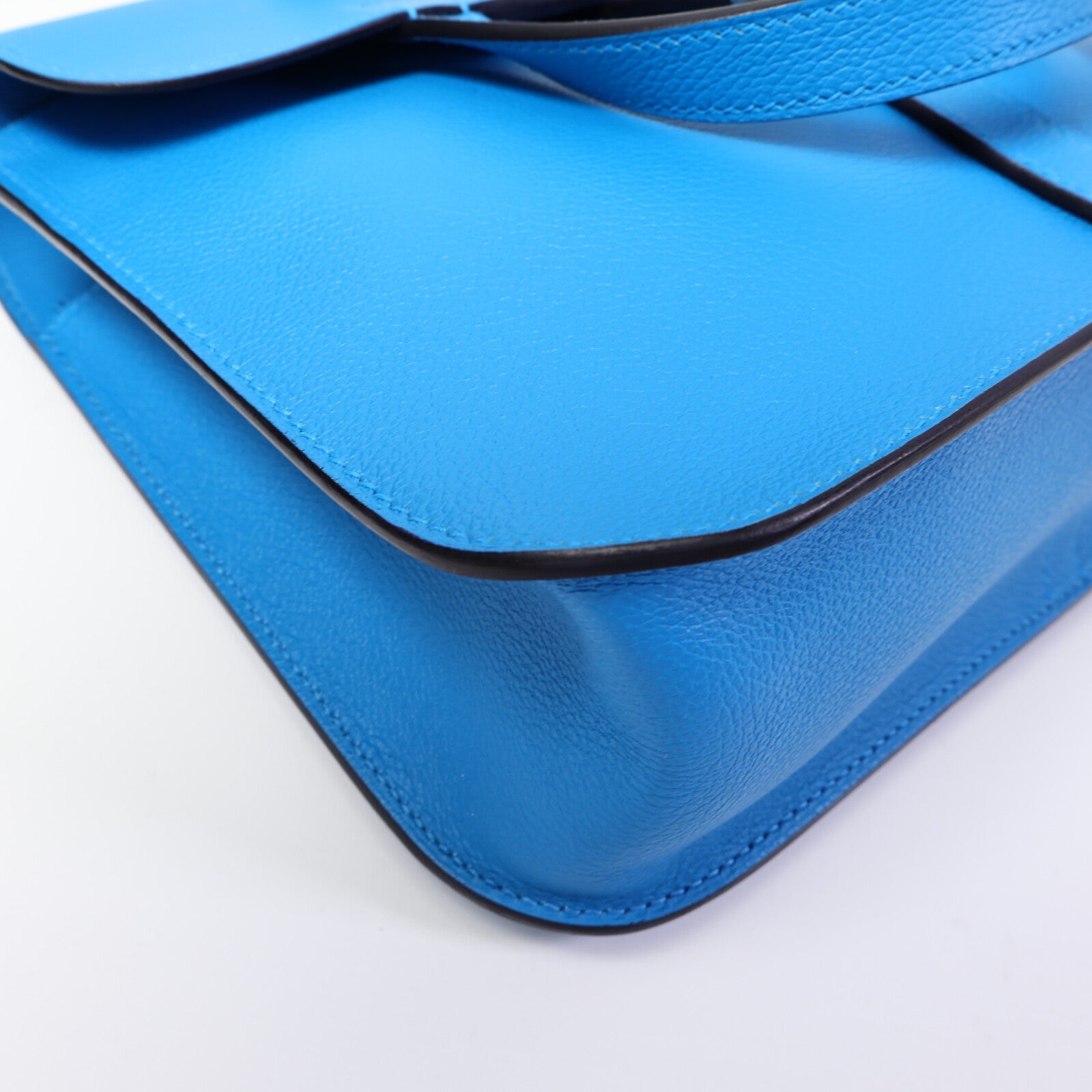HERMES Evercolor皮革Halzan 25手挽肩背兩用袋Blue Zanzibar
