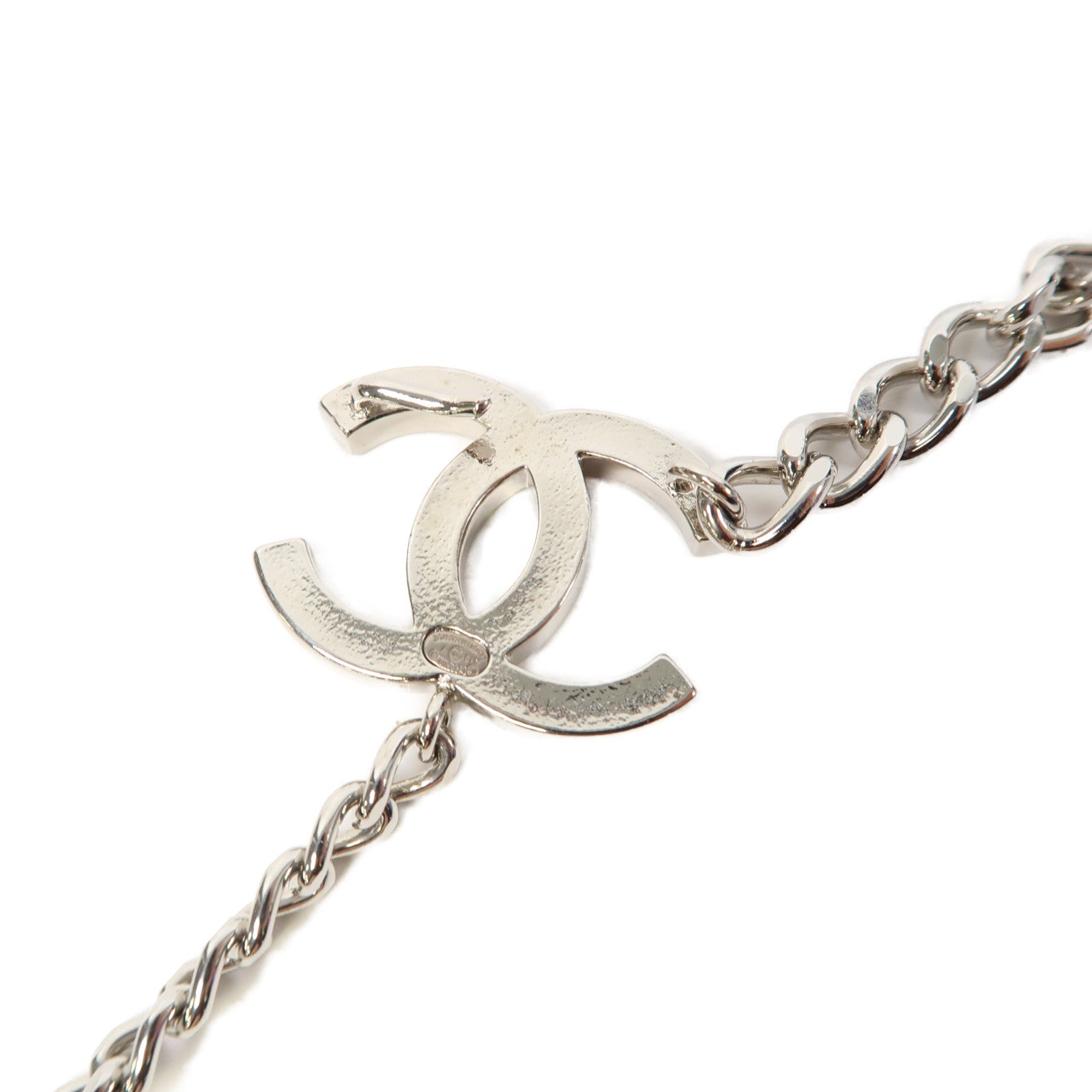 CHANEL 金屬Belt皮帶銀色