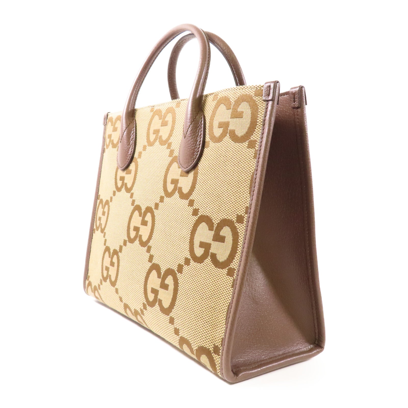 GUCCI GHW Jumbo GG Tote Bag 2way Shoulder Bag 703974 Canvas Brown