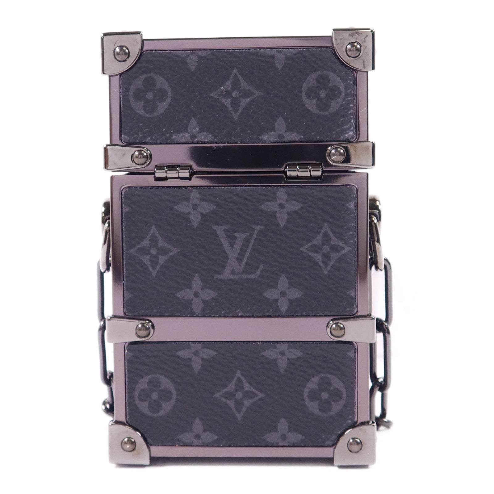 LOUIS VUITTON Monogram Eclipse Trunk Box Chain Shoulder鏈帶肩背袋