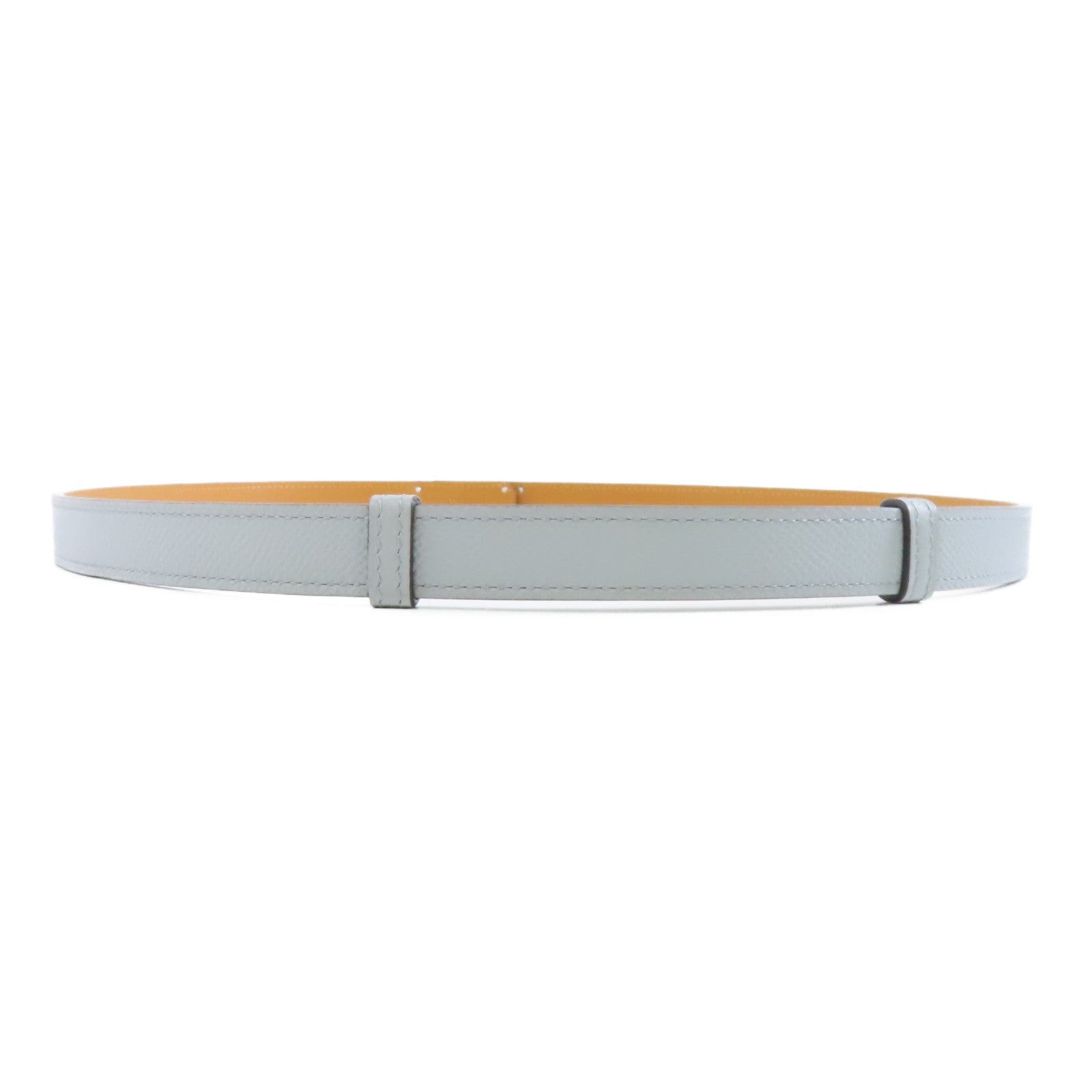 HERMES Epsom皮革Kelly Belt銀扣皮帶8U Bleu Glacier冰河藍