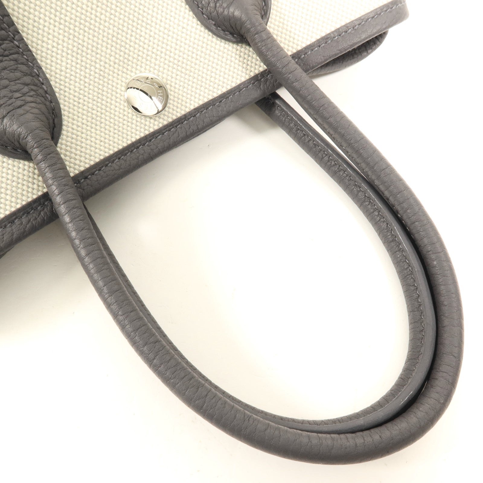 HERMES 帆布Mini Graden Party銀扣手挽袋Ardoise