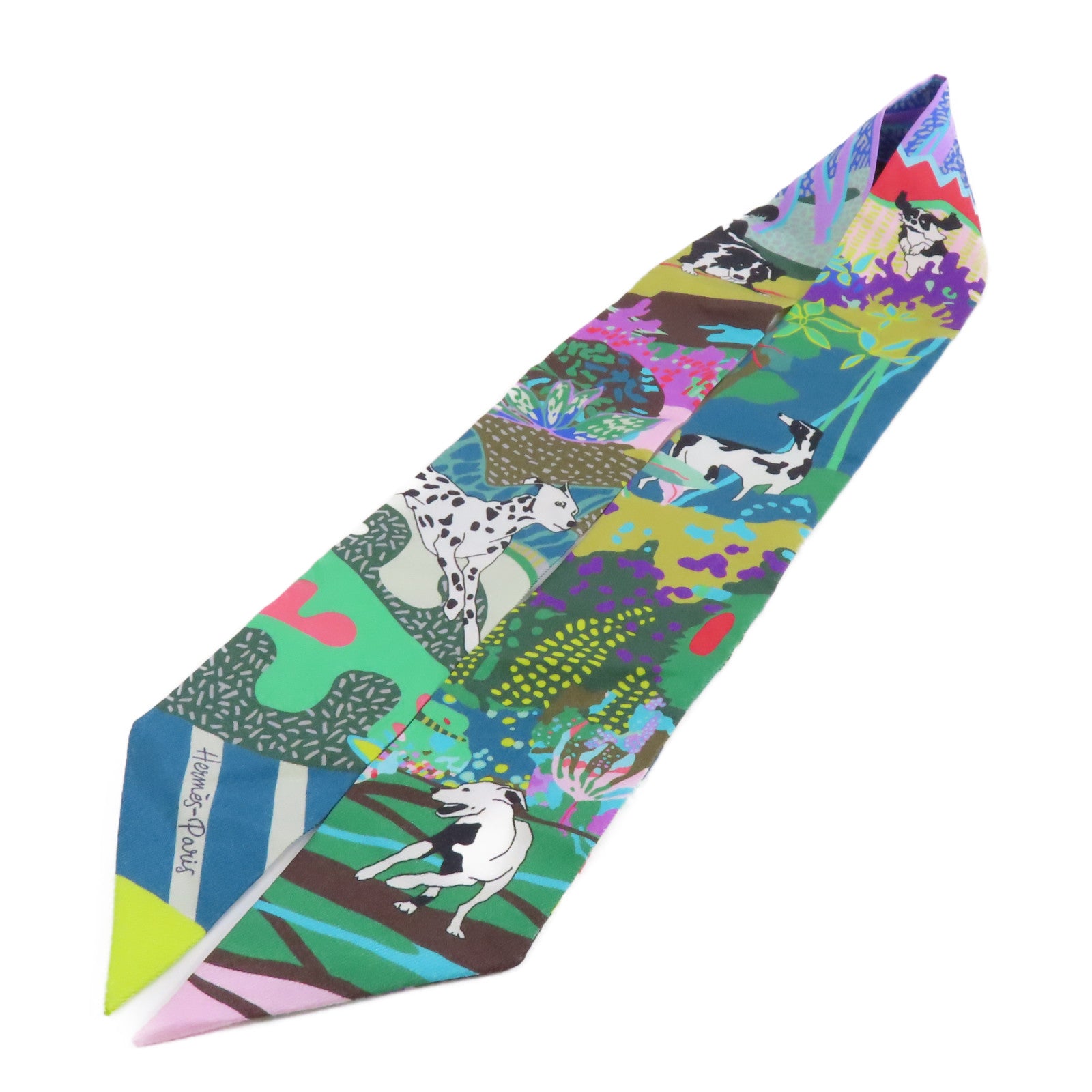 HERMES 絲質Twilly絲巾綠色/彩色