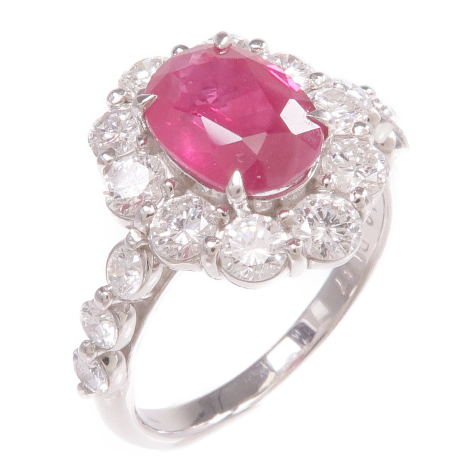 JEWELRY PT900鉑金Ruby Diamond Ring紅寶石/鑽石戒指US#6.5