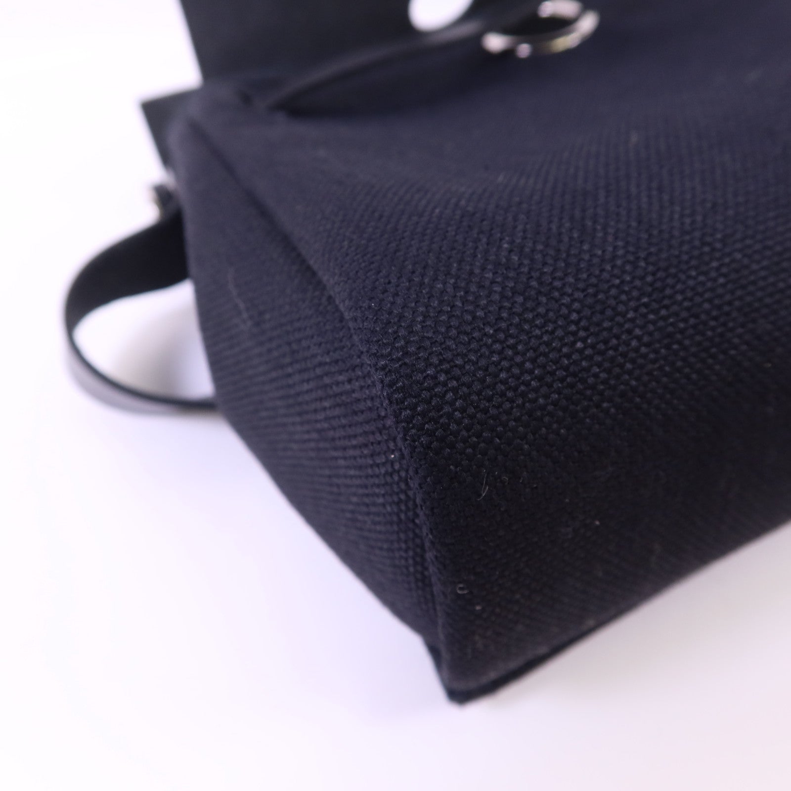 HERMES 帆布Mini Herbag銀扣肩背袋Noir