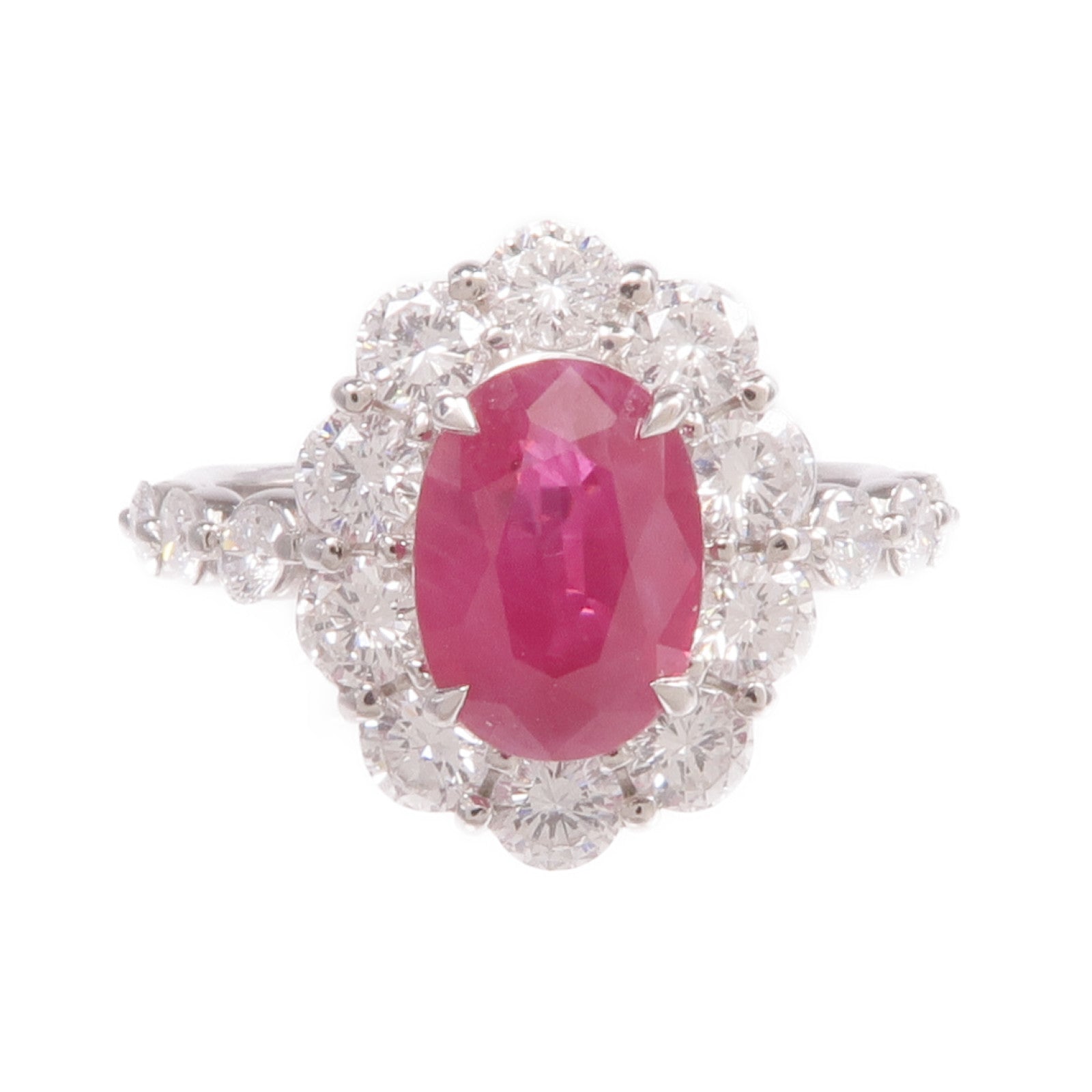JEWELRY PT900鉑金Ruby Diamond Ring紅寶石/鑽石戒指US#6.5