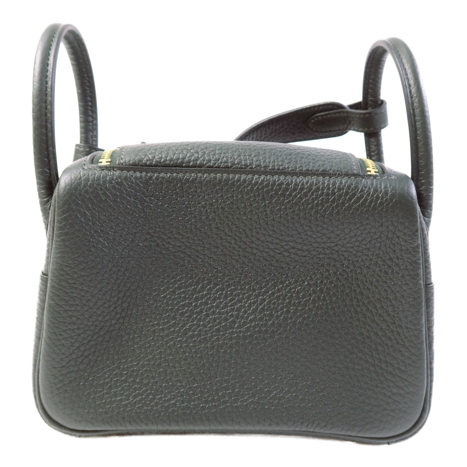 HERMES Clemence皮革Mini Lindy金扣手挽肩背兩用袋Vert cypres