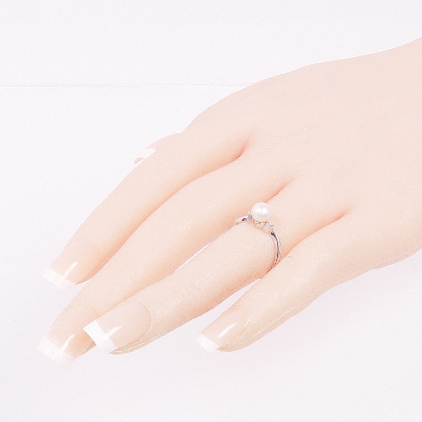 JEWELRY 14K白金Pearl Diamond Ring珍珠/鑽石戒指US#6.25