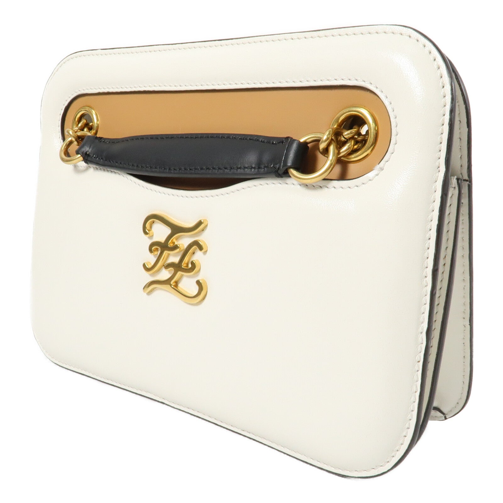 FENDI 牛皮皮革Karligraphy Pocket Shoulder Bag鏈帶肩背袋