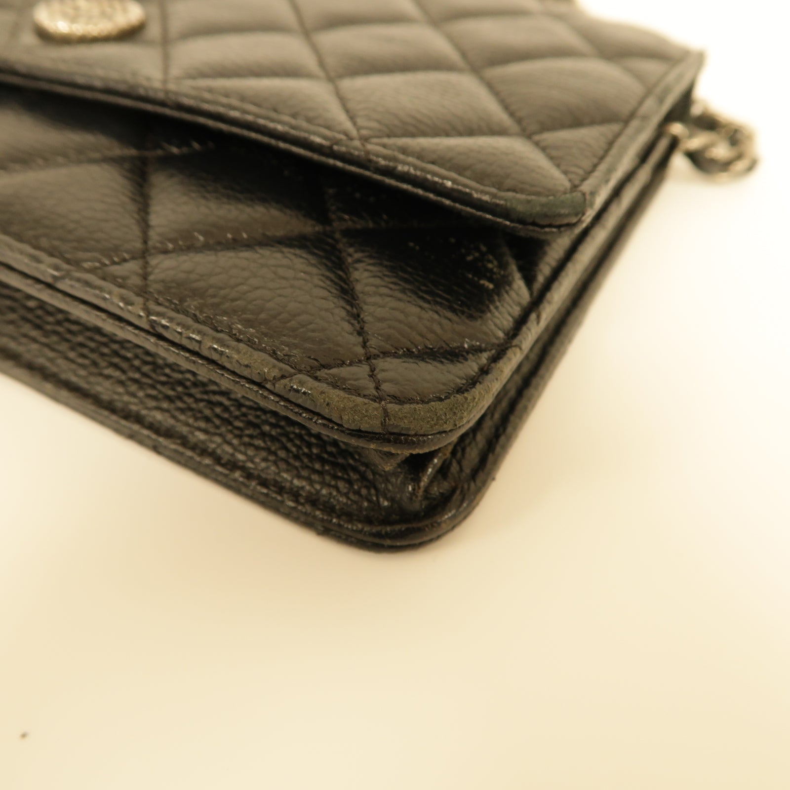 CHANEL 【激減優惠】菱格Caviar皮革WOC Shoulder Bag銀扣鏈帶肩背袋黒色