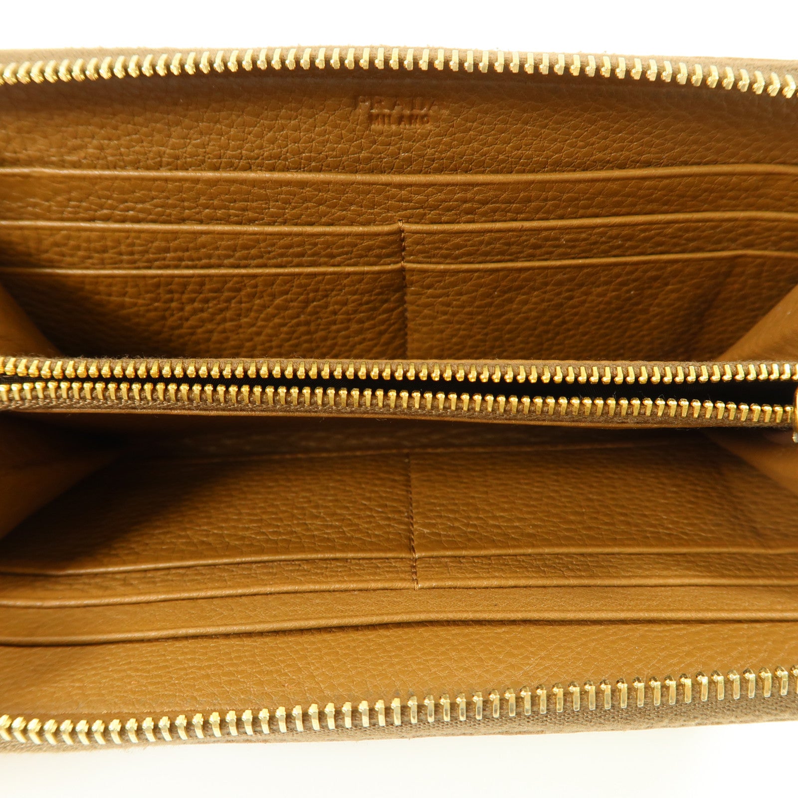 PRADA 牛皮皮革Zipper Long Round Wallet金扣長錢包啡色