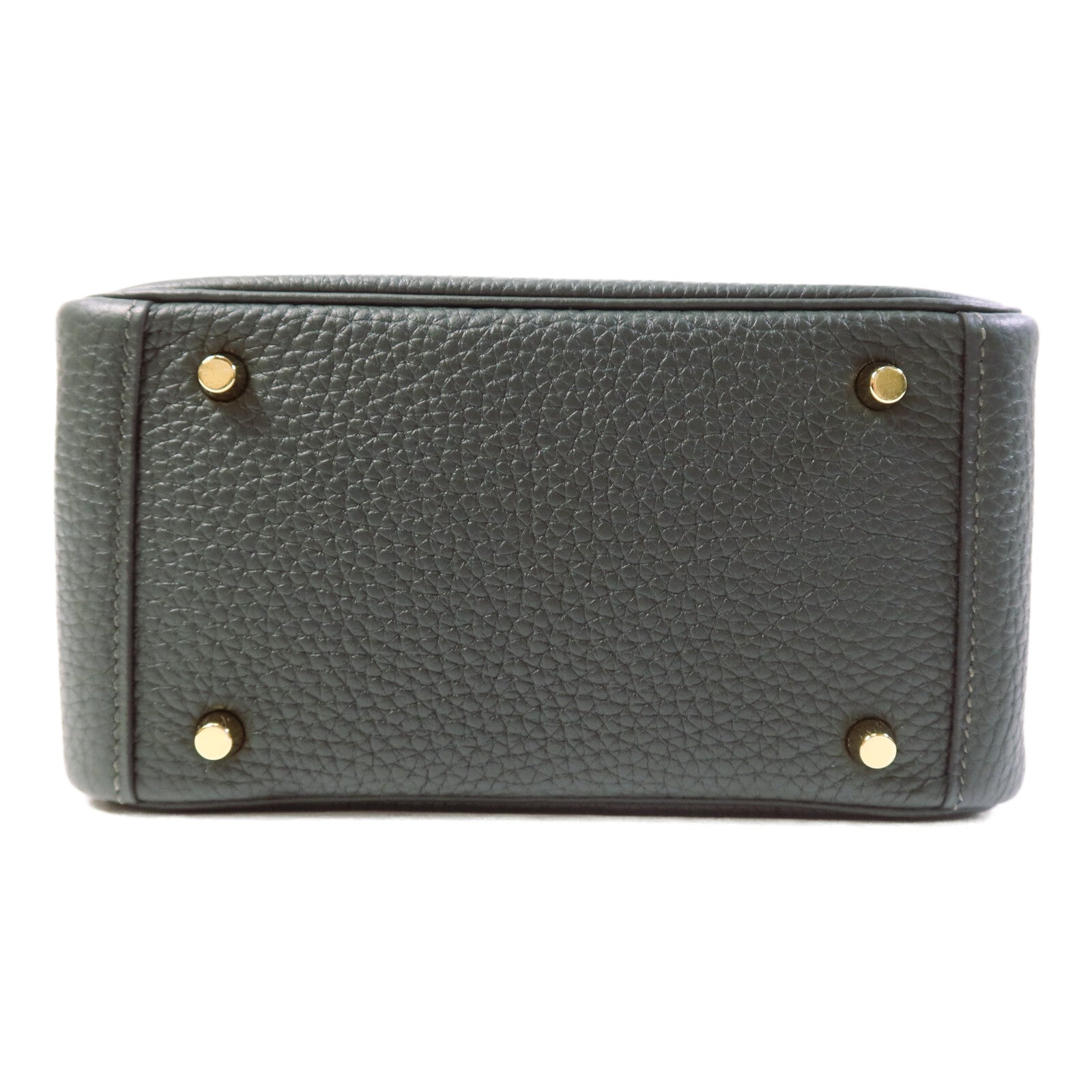 HERMES Clemence皮革Mini Lindy金扣手挽肩背兩用袋Vert cypres