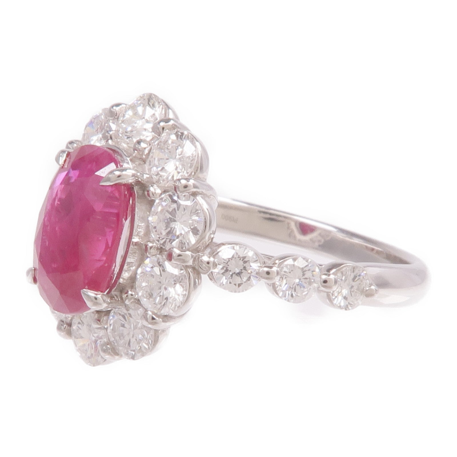JEWELRY PT900鉑金Ruby Diamond Ring紅寶石/鑽石戒指US#6.5