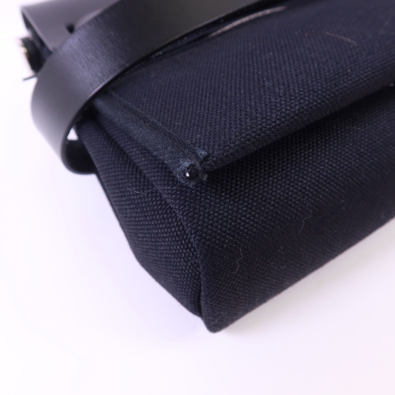 HERMES 帆布Mini Herbag銀扣肩背袋Noir