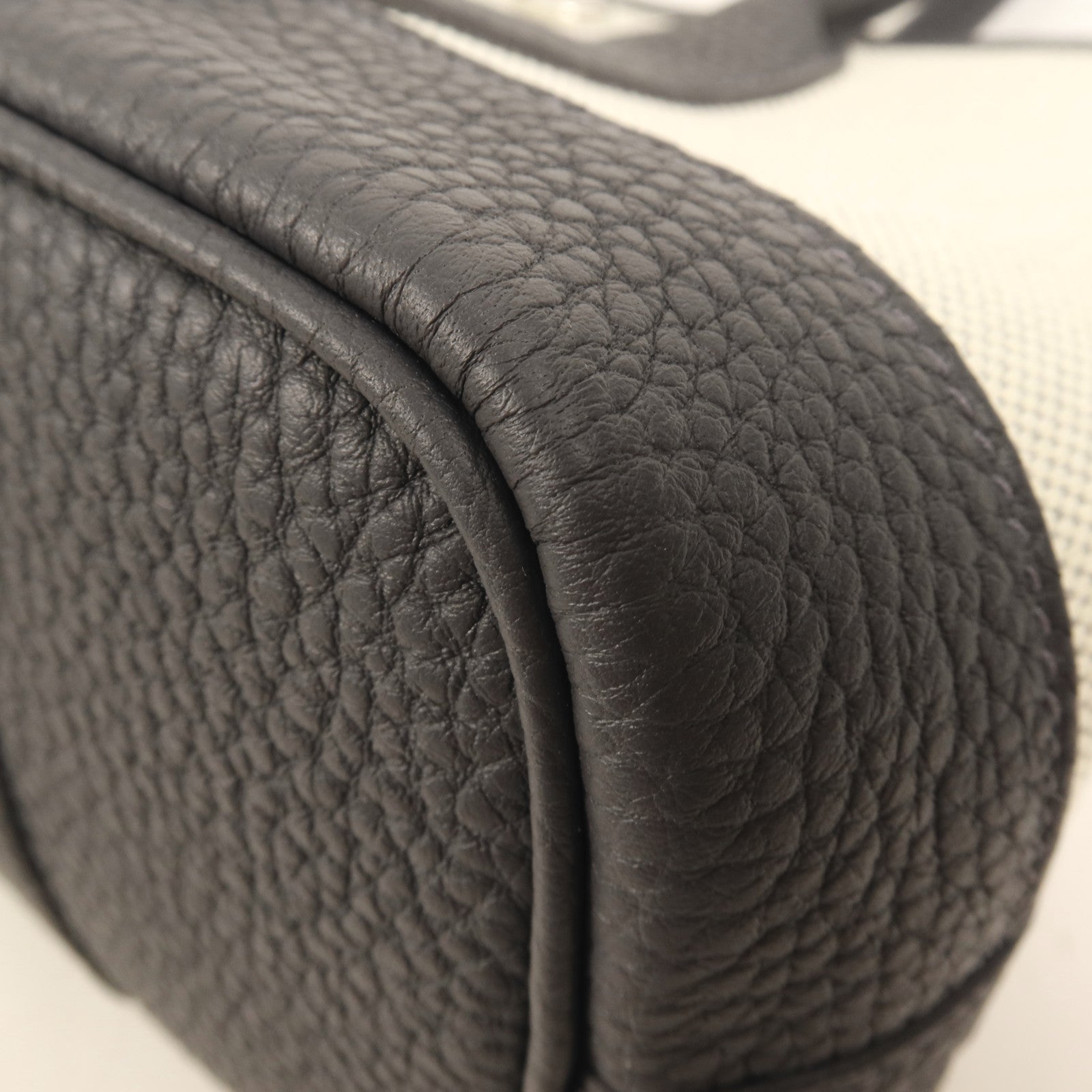 HERMES 帆布Mini Graden Party銀扣手挽袋Ardoise