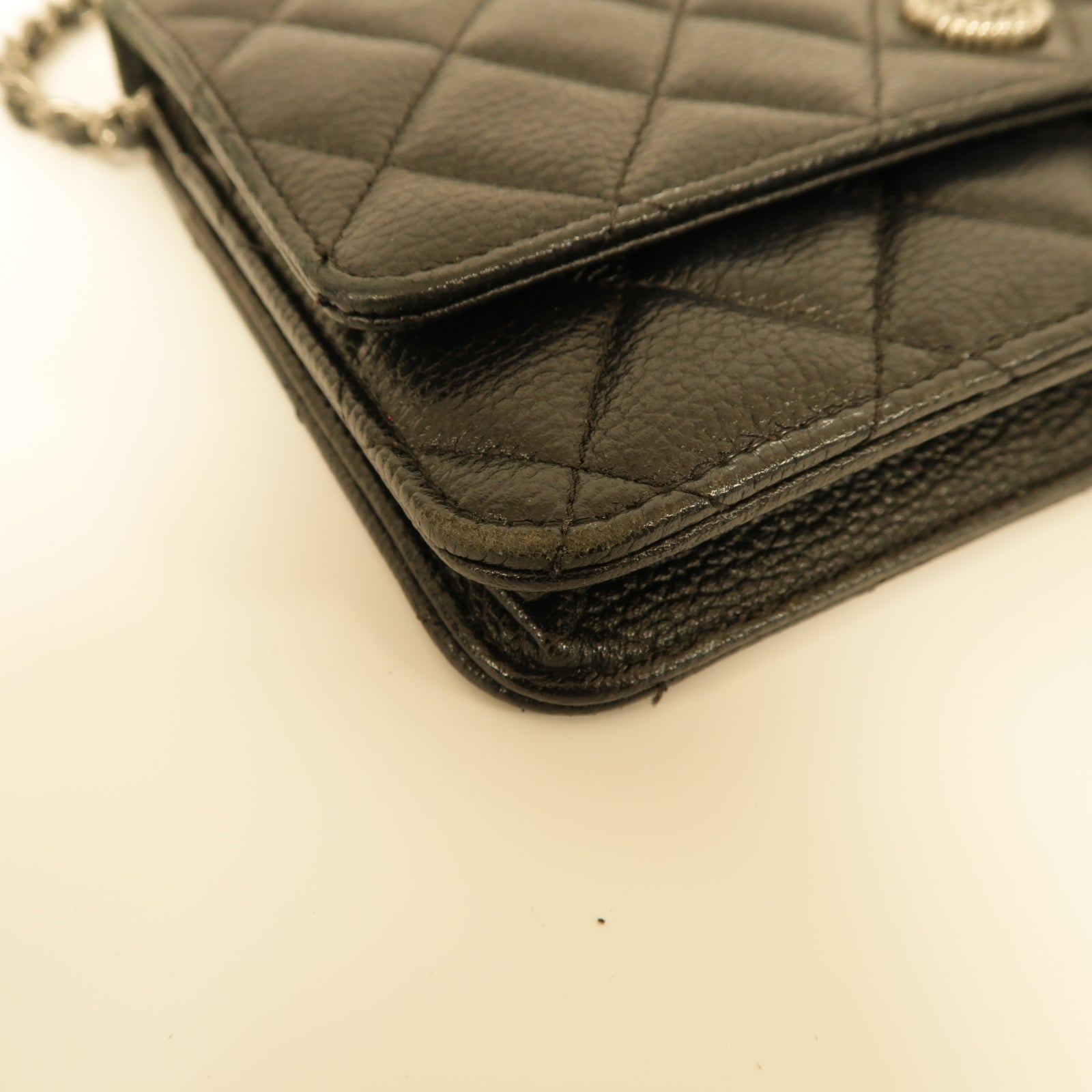 CHANEL 【激減優惠】菱格Caviar皮革WOC Shoulder Bag銀扣鏈帶肩背袋黒色