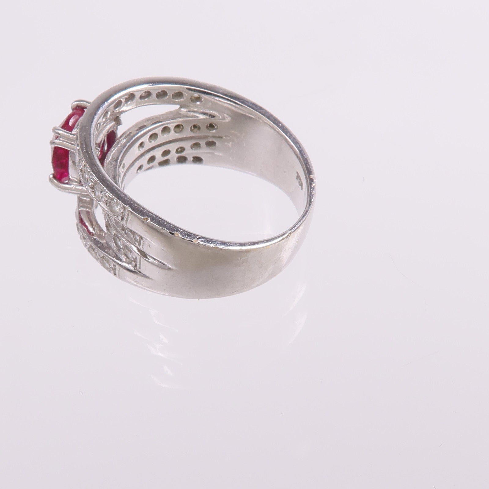 JEWELRY 18K白金Crystal Diamond Ring水晶/鑽石戒指US#4.75