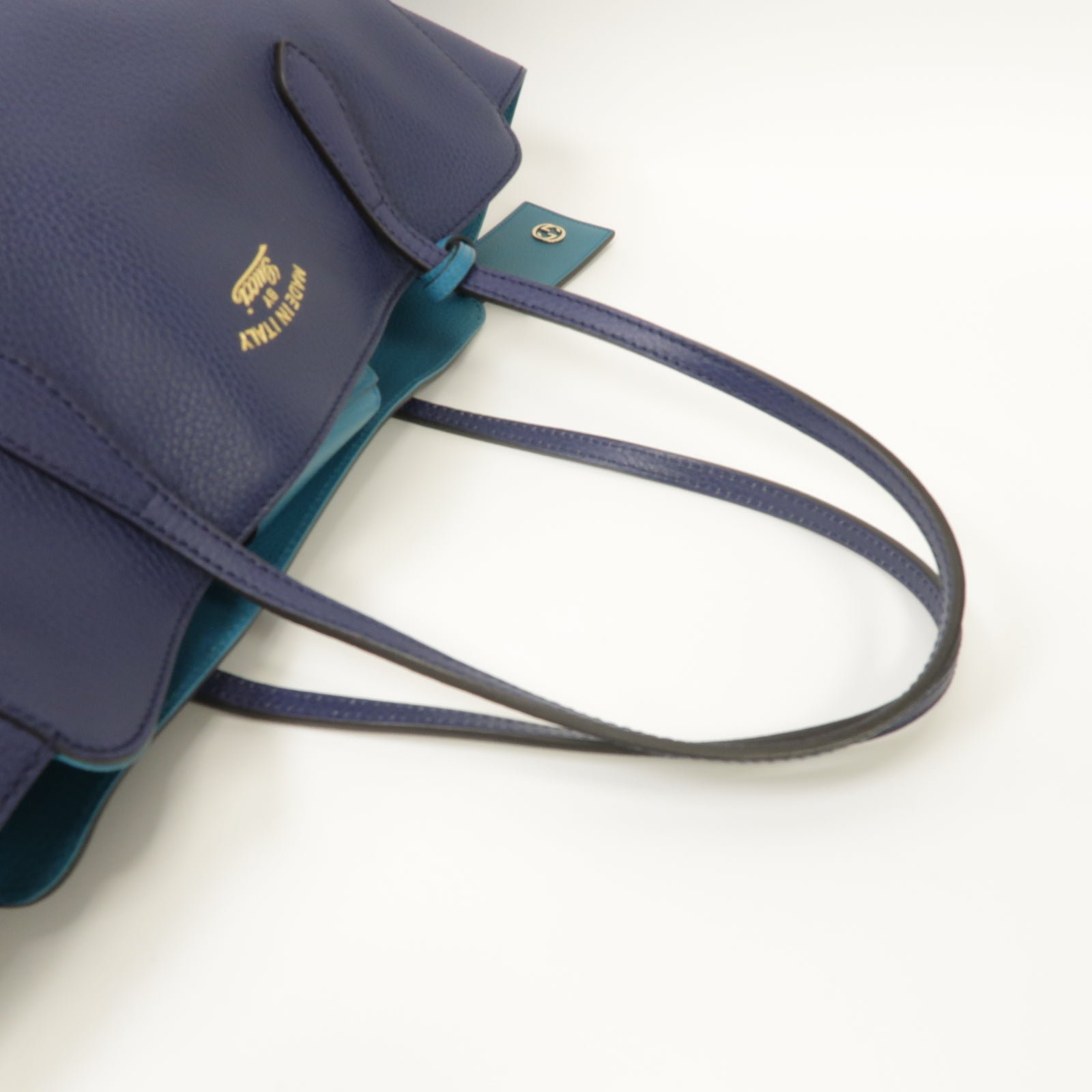 GUCCI 【激減優惠】牛皮皮革Swing Large Tote Bag金扣Tote Bag藍色
