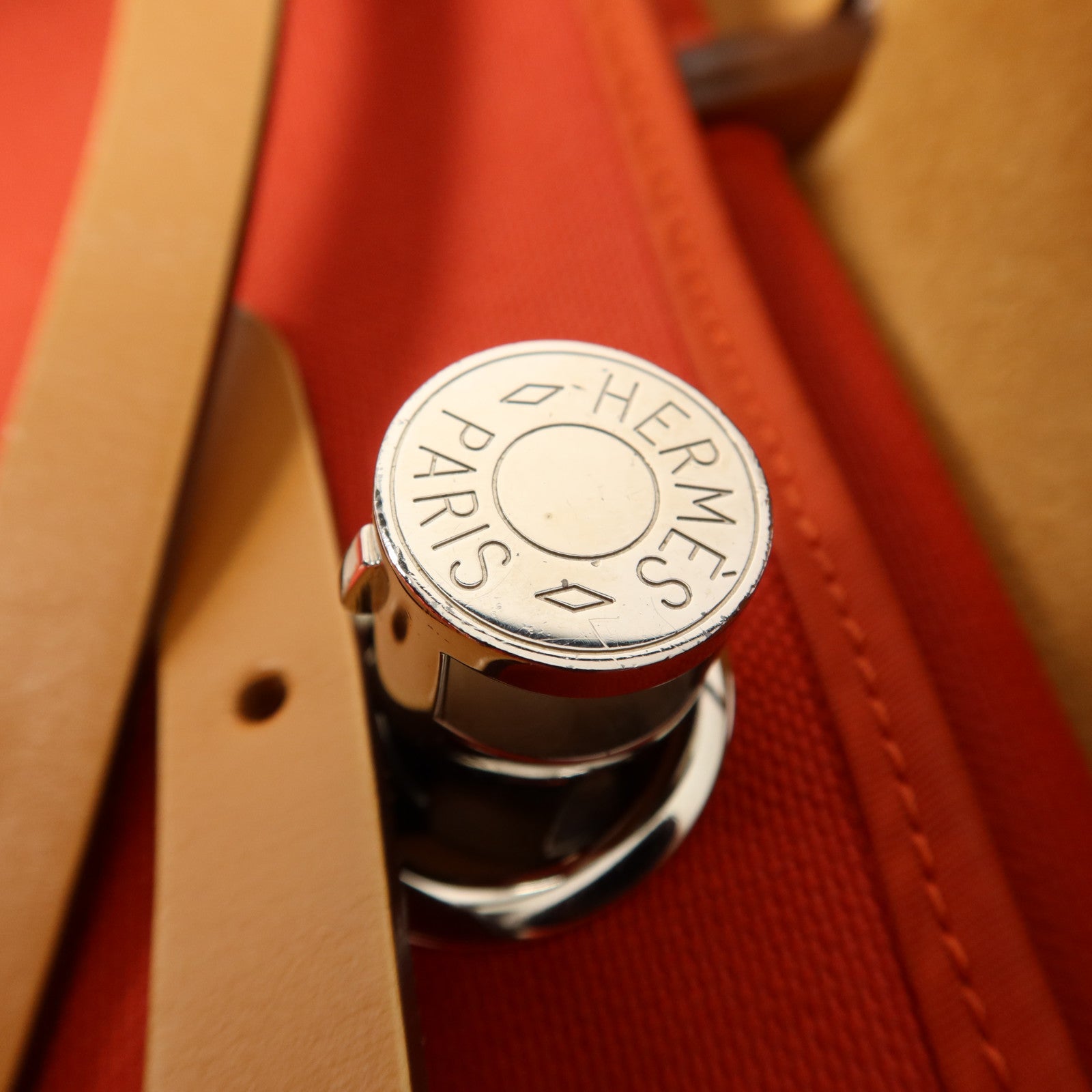 HERMES 帆布Herbag PM銀扣手挽肩背兩用袋