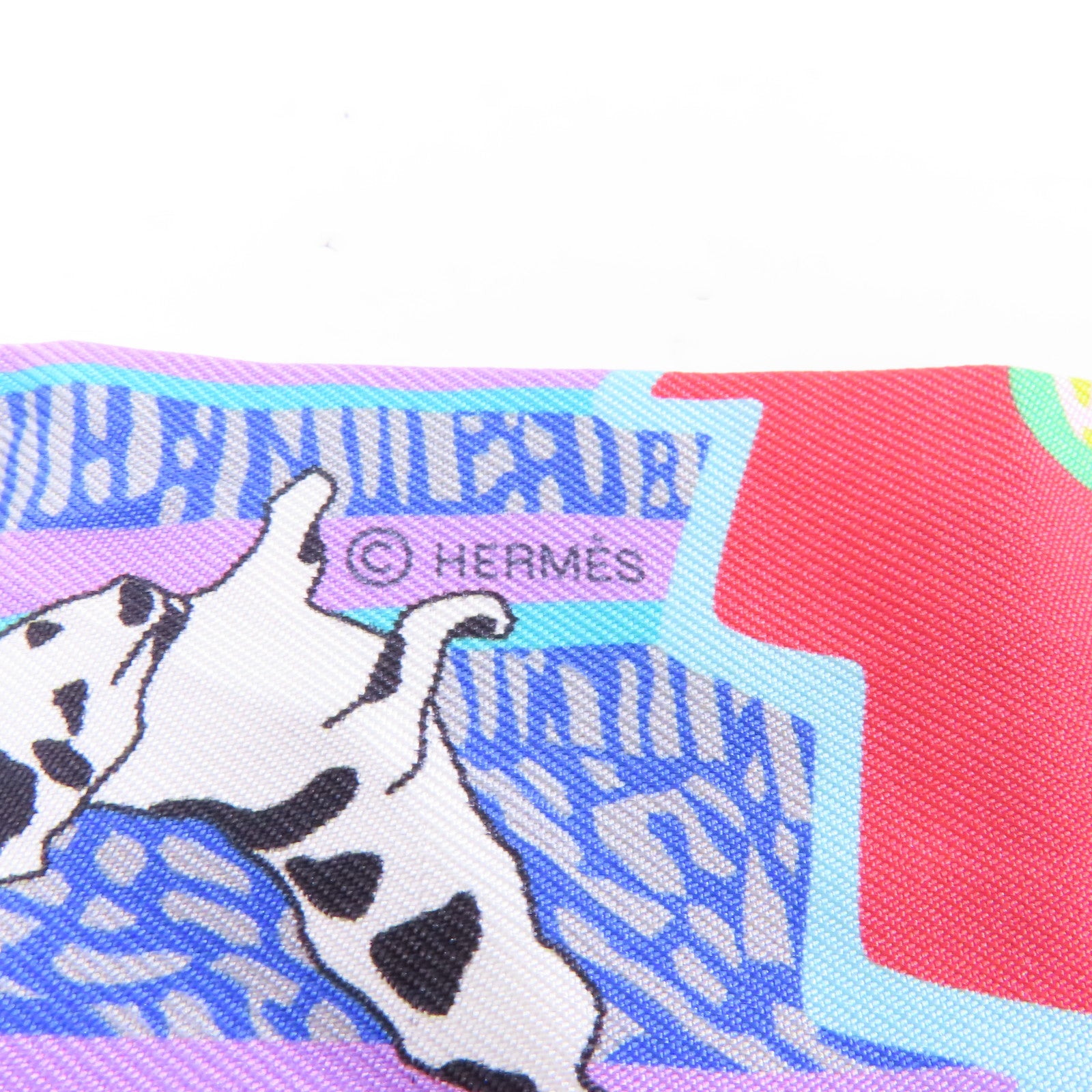 HERMES 絲質Twilly絲巾綠色/彩色