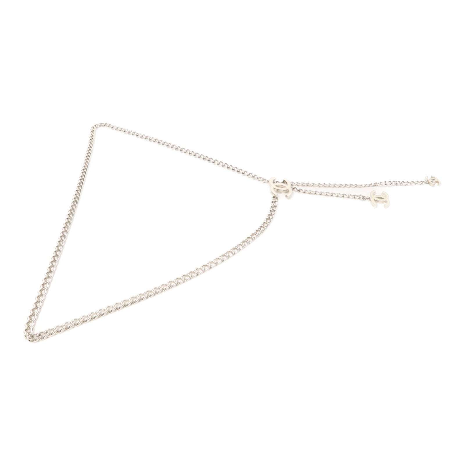 CHANEL 金屬Belt皮帶銀色