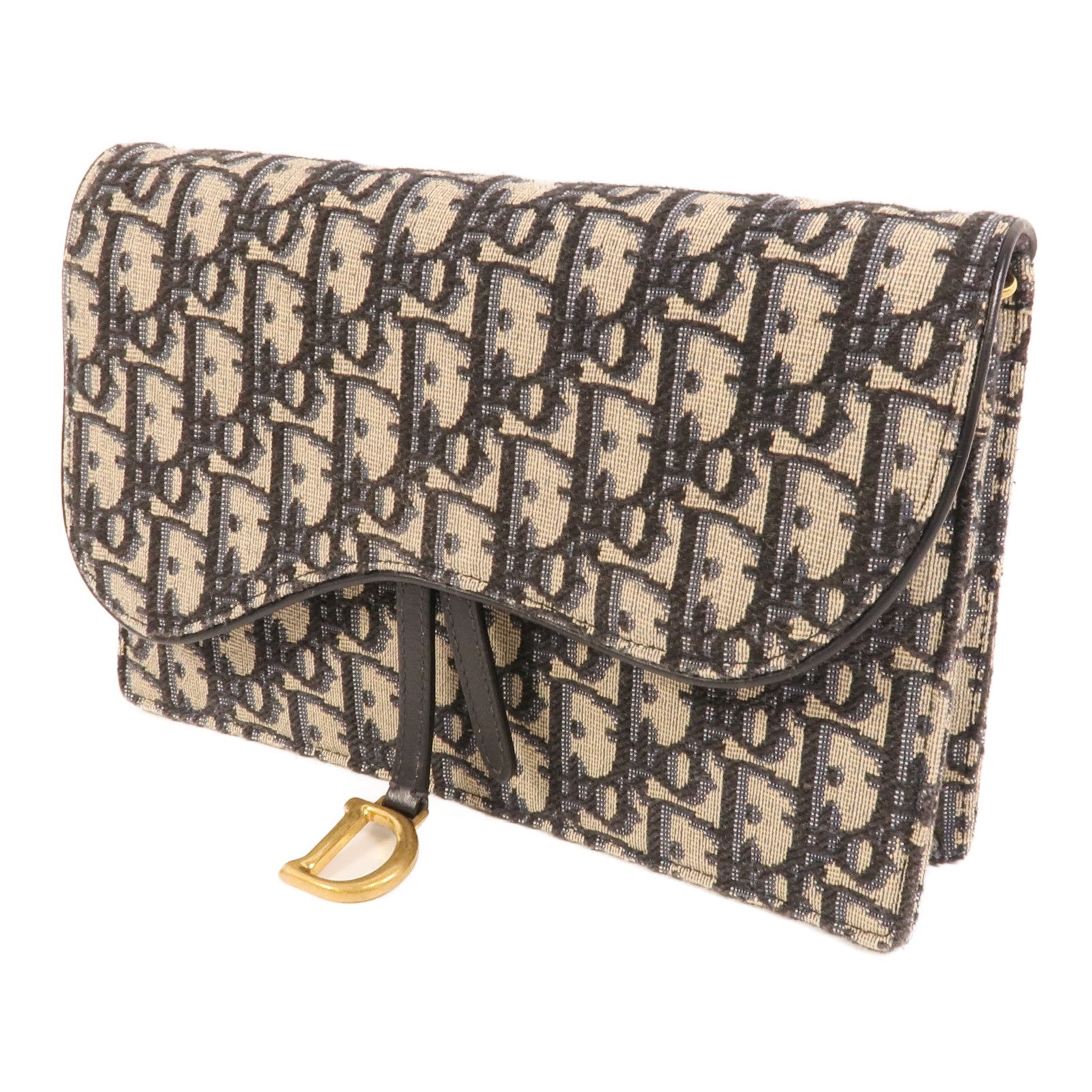 Dior 帆布Saddle Wallet On Chain鏈帶肩背袋