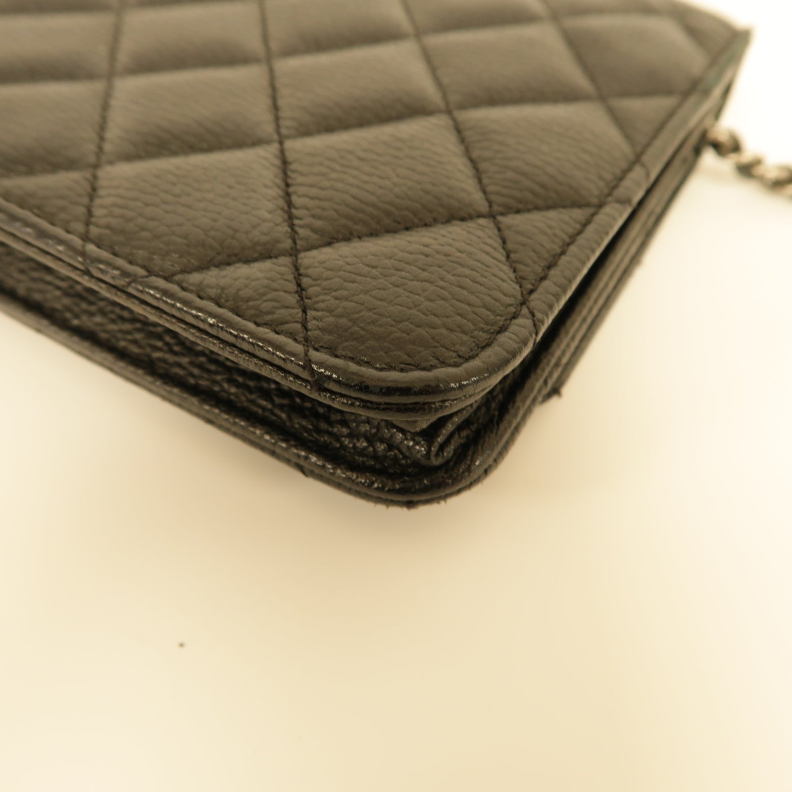 CHANEL 【激減優惠】菱格Caviar皮革WOC Shoulder Bag銀扣鏈帶肩背袋黒色