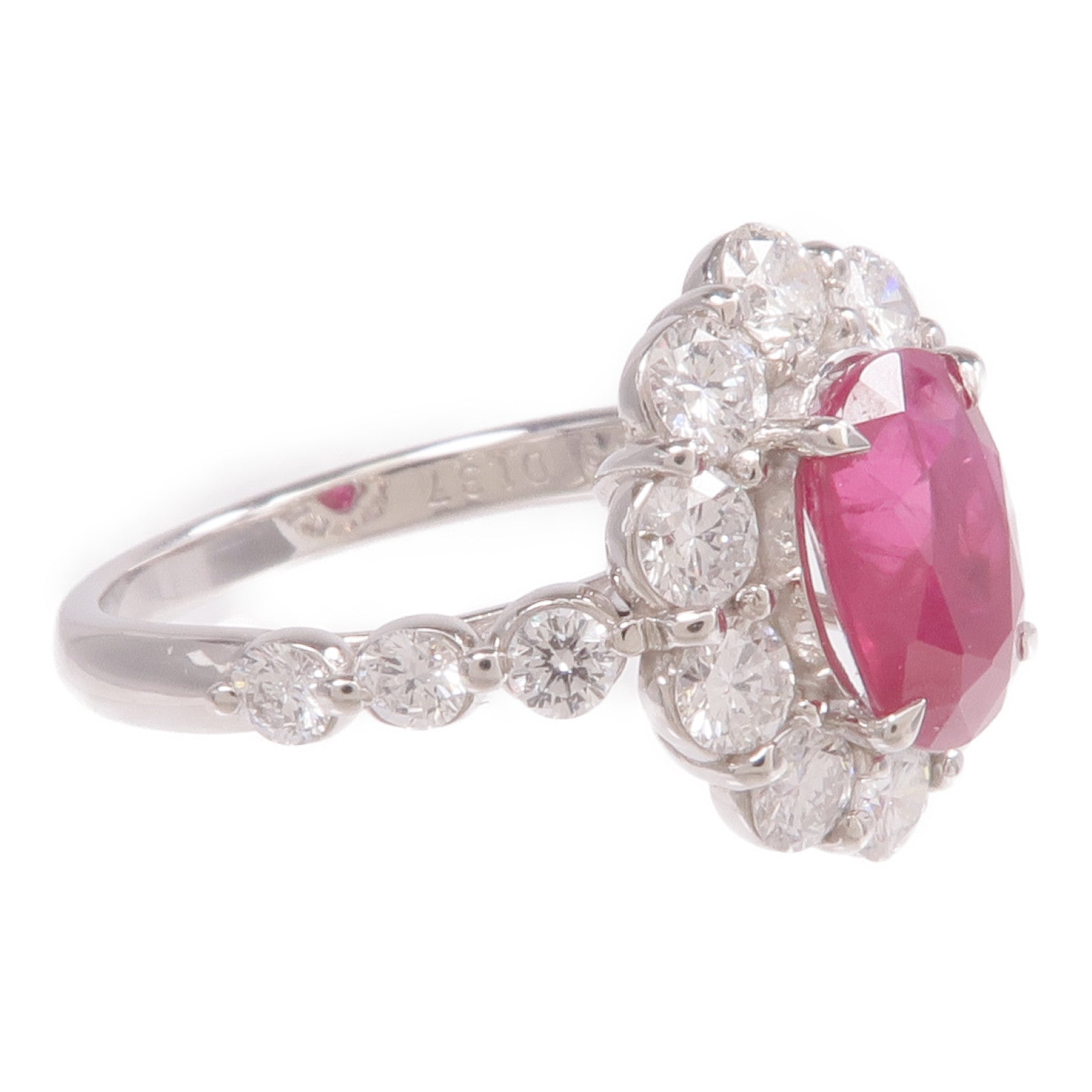 JEWELRY PT900鉑金Ruby Diamond Ring紅寶石/鑽石戒指US#6.5